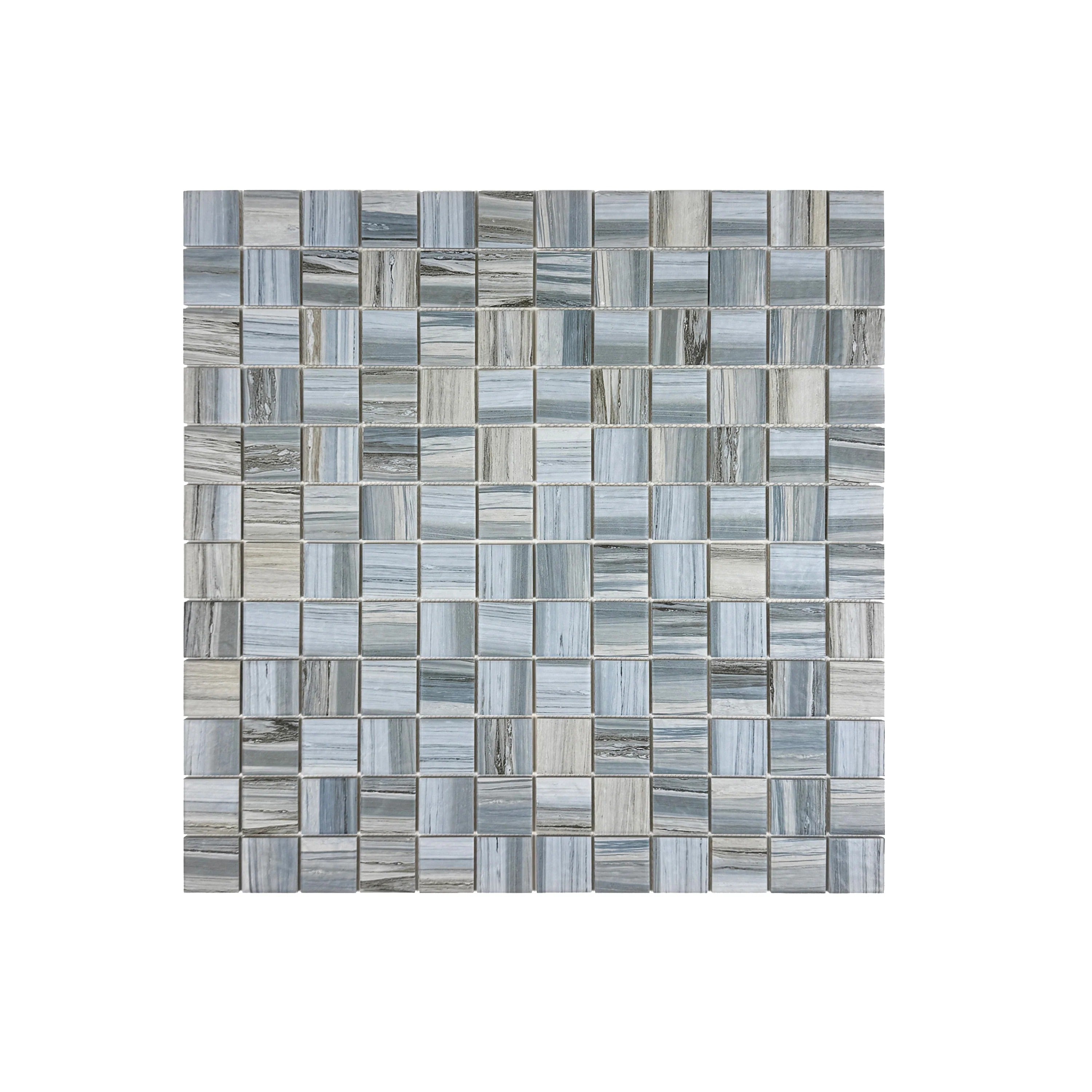 Light blue, milky white & grey porcelain mosaic tiles for pools, spas & water walls. UV-resistant, slip-proof, eco-friendly, and made for lasting elegance.