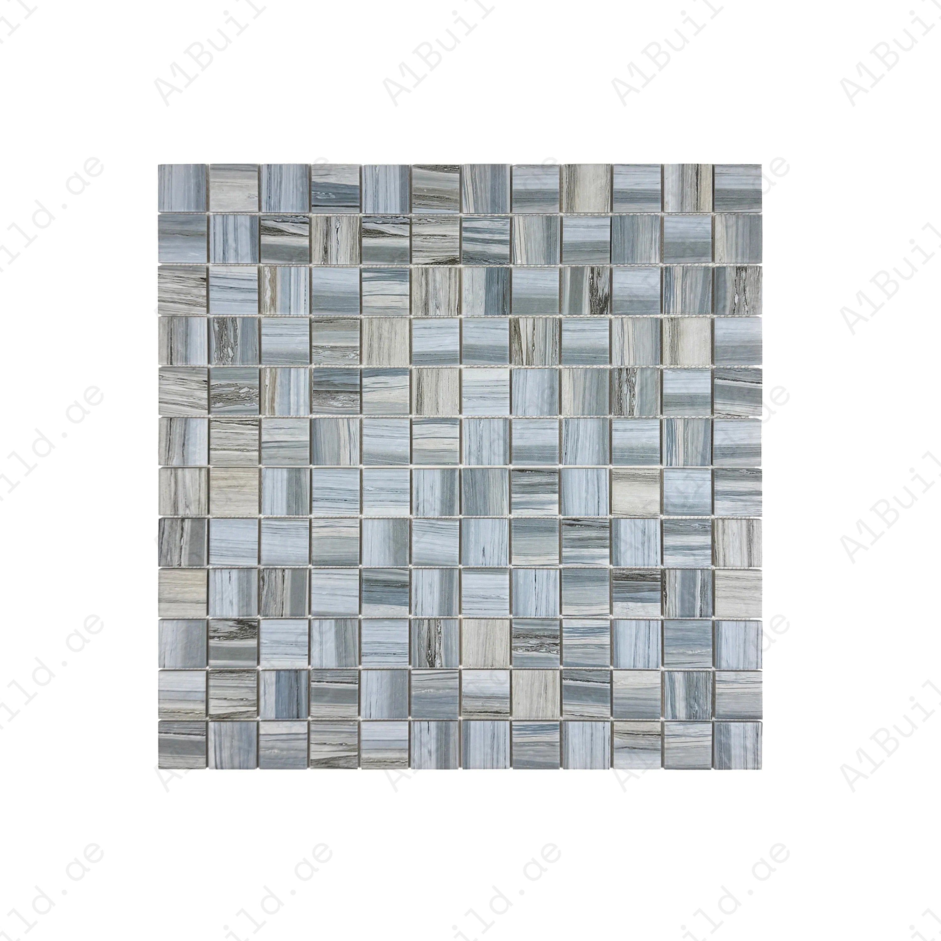 Light blue, milky white & grey porcelain mosaic tiles for pools, spas & water walls. UV-resistant, slip-proof, eco-friendly, and made for lasting elegance.