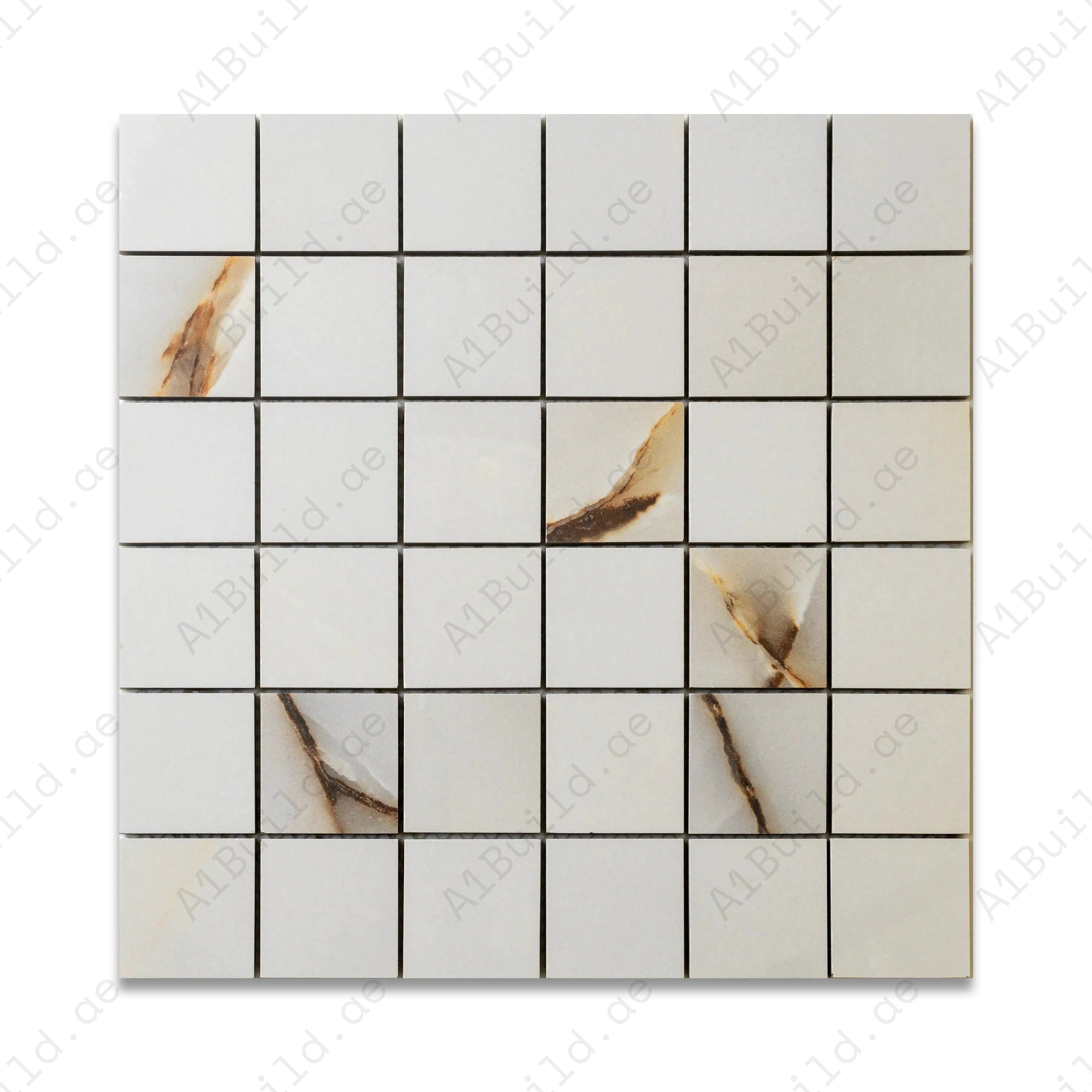 Lilac Beige Polish Mosaic Tiles – 30x30 cm Sheet | Glossy Finish