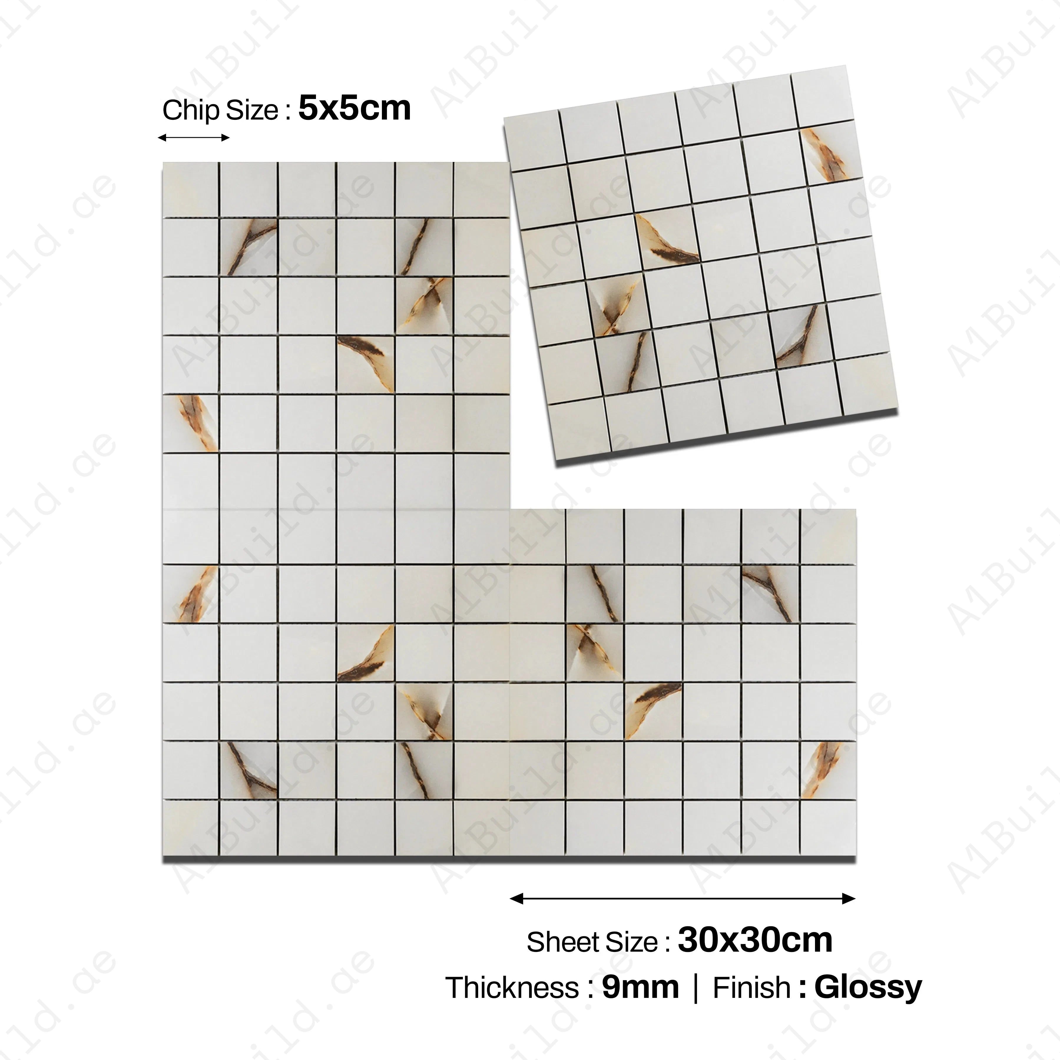 Lilac Beige Polish Mosaic Tiles – 30x30 cm Sheet | Glossy Finish