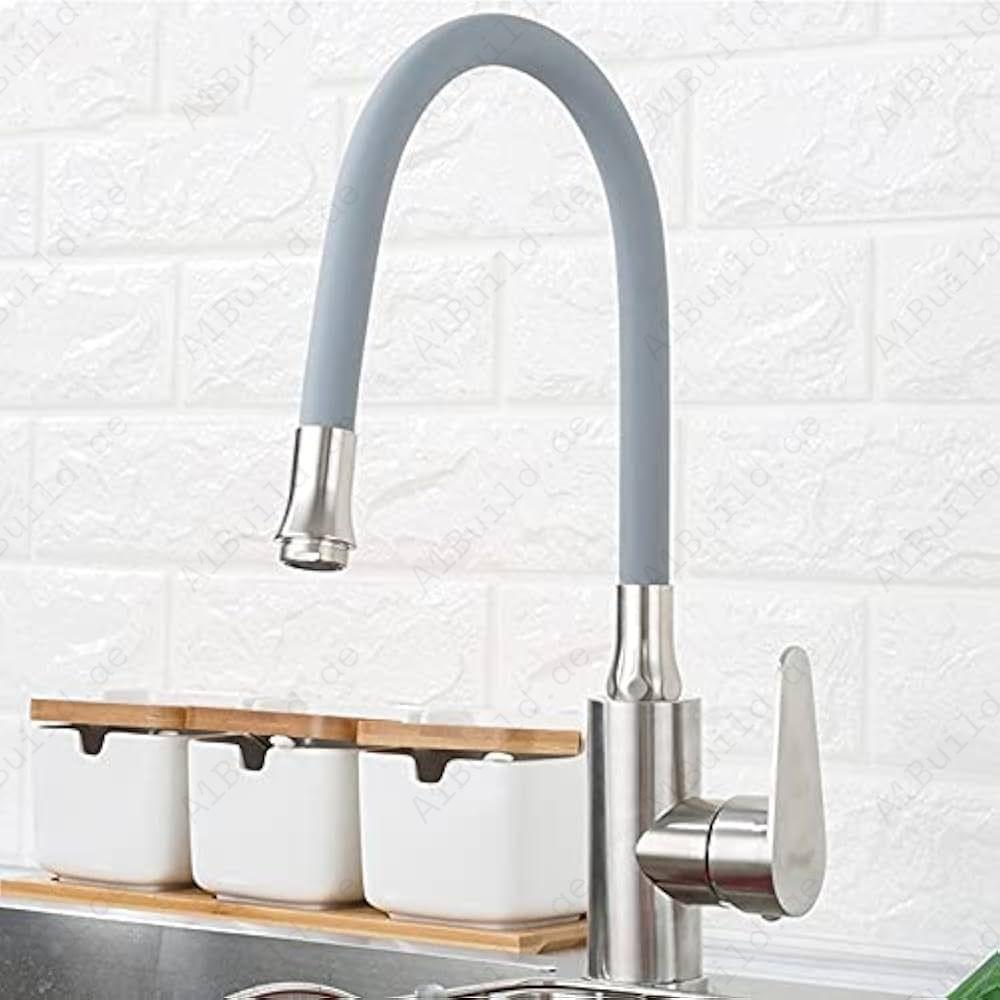 Luna Kitchen Mixer With Flexible Spout (Premium Grey & Chrome 100% made in Germany)