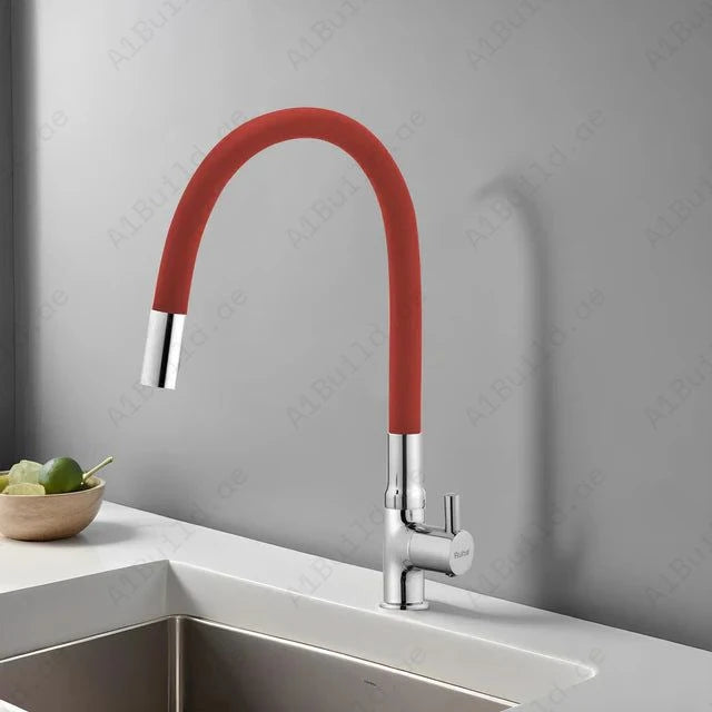 Luna Kitchen Mixer With Flexible Spout (Premium Red & Chrome 100% made in Germany)
