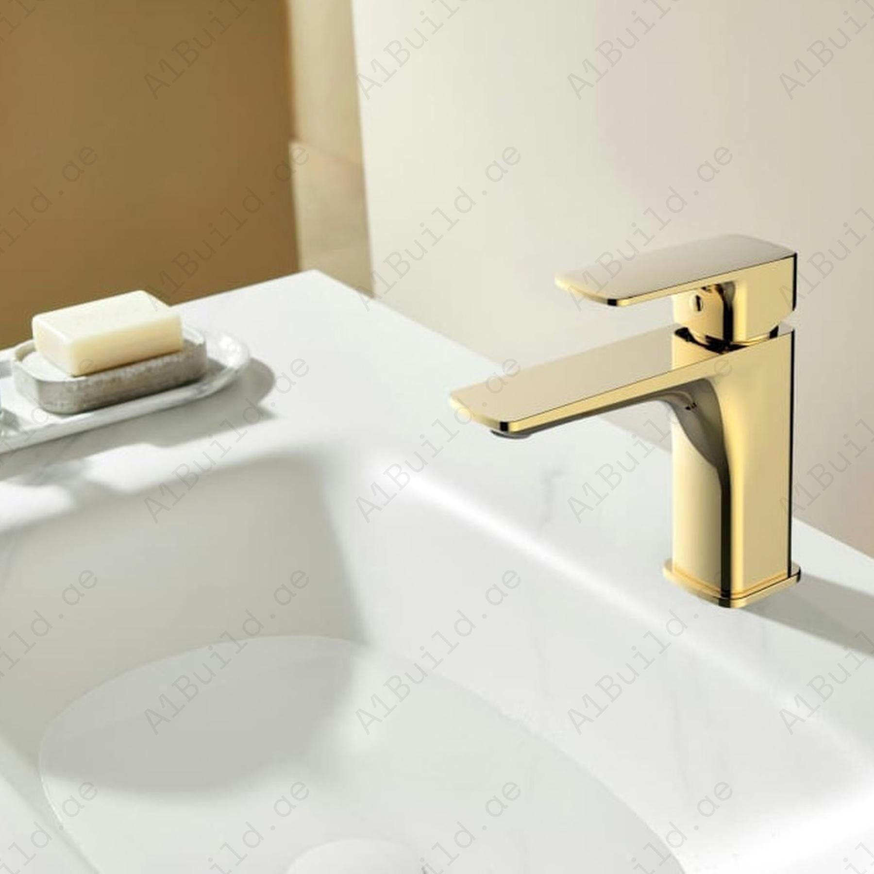 Luxury Brushed Gold Single Lever Basin Mixer – PUW-Free Designer Fixture1