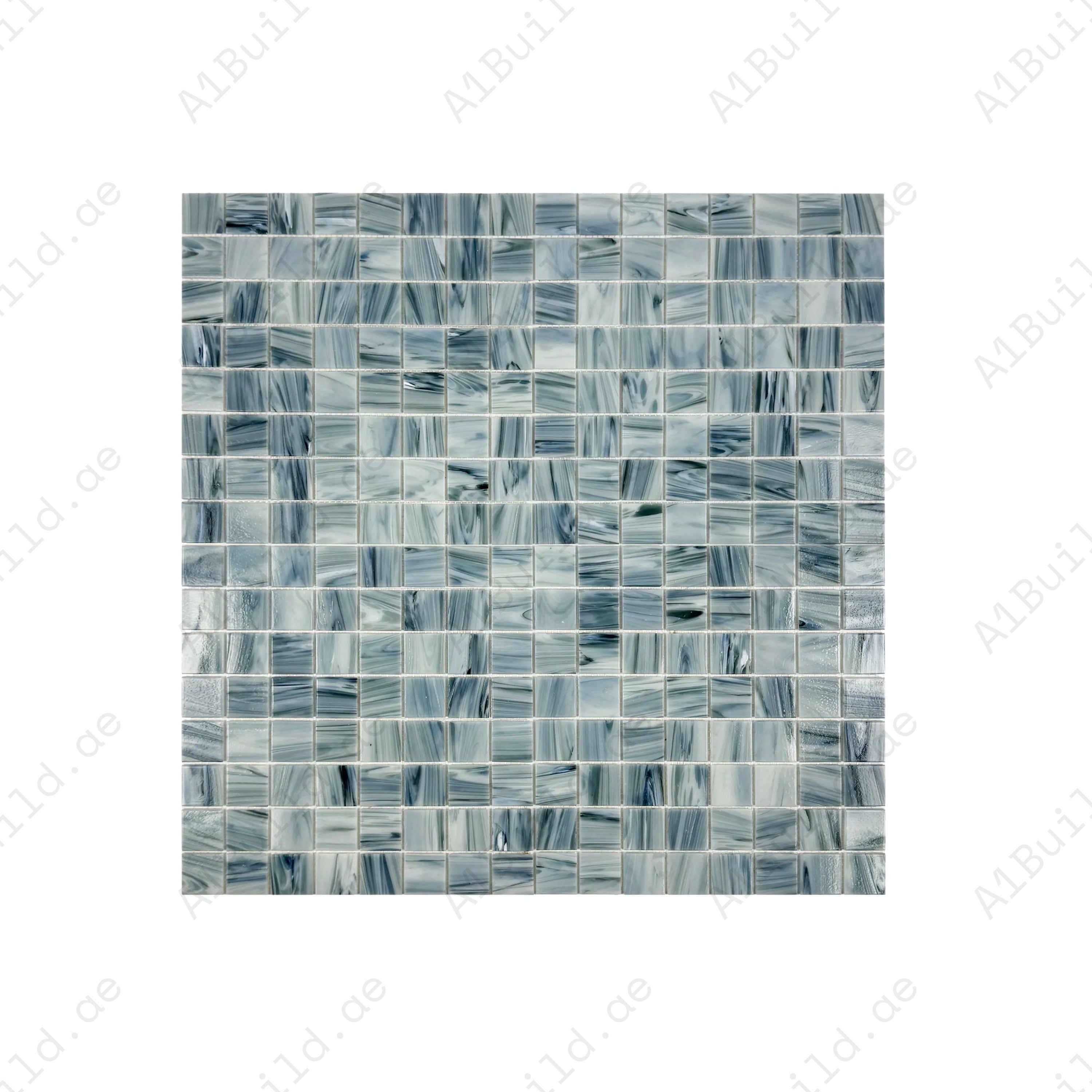 Luxury Pearl River, Lava & Steel Grey glass mosaic tiles – durable, slip-resistant, eco-friendly, UV-protected, perfect for Dubai pools, spas & water features.