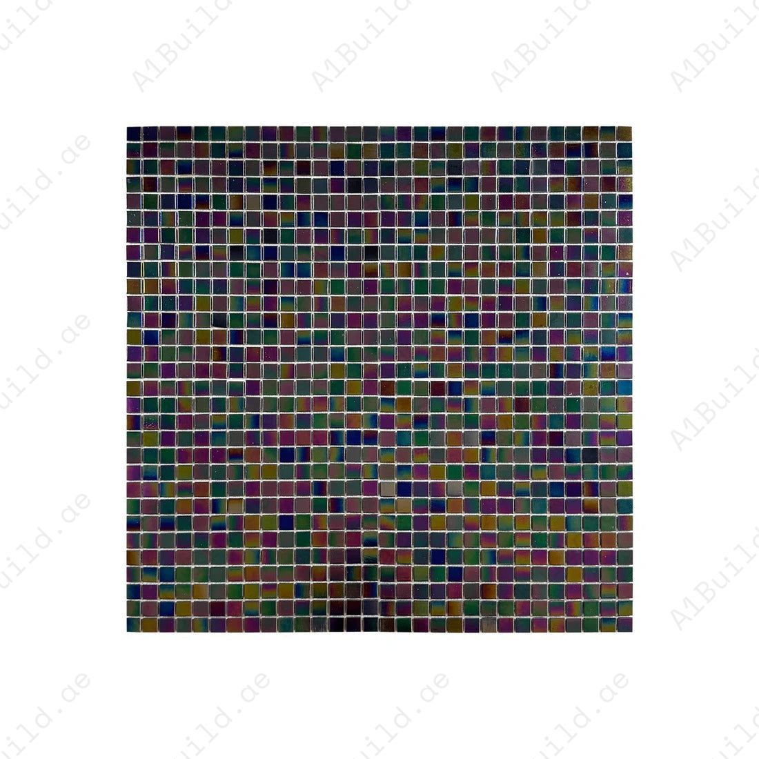 Luxury purple iridescent hot melt glass mosaic tiles for pools & spas. UV-protected, slip-resistant & eco-friendly for Dubai’s high-end aquatic designs.