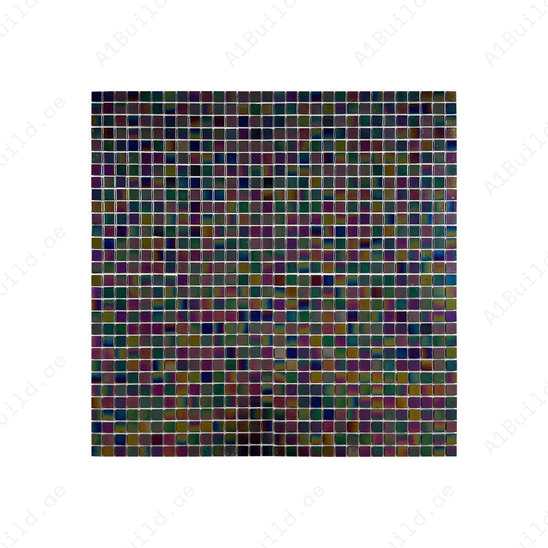 Luxury purple iridescent hot melt glass mosaic tiles for pools & spas. UV-protected, slip-resistant & eco-friendly for Dubai’s high-end aquatic designs.