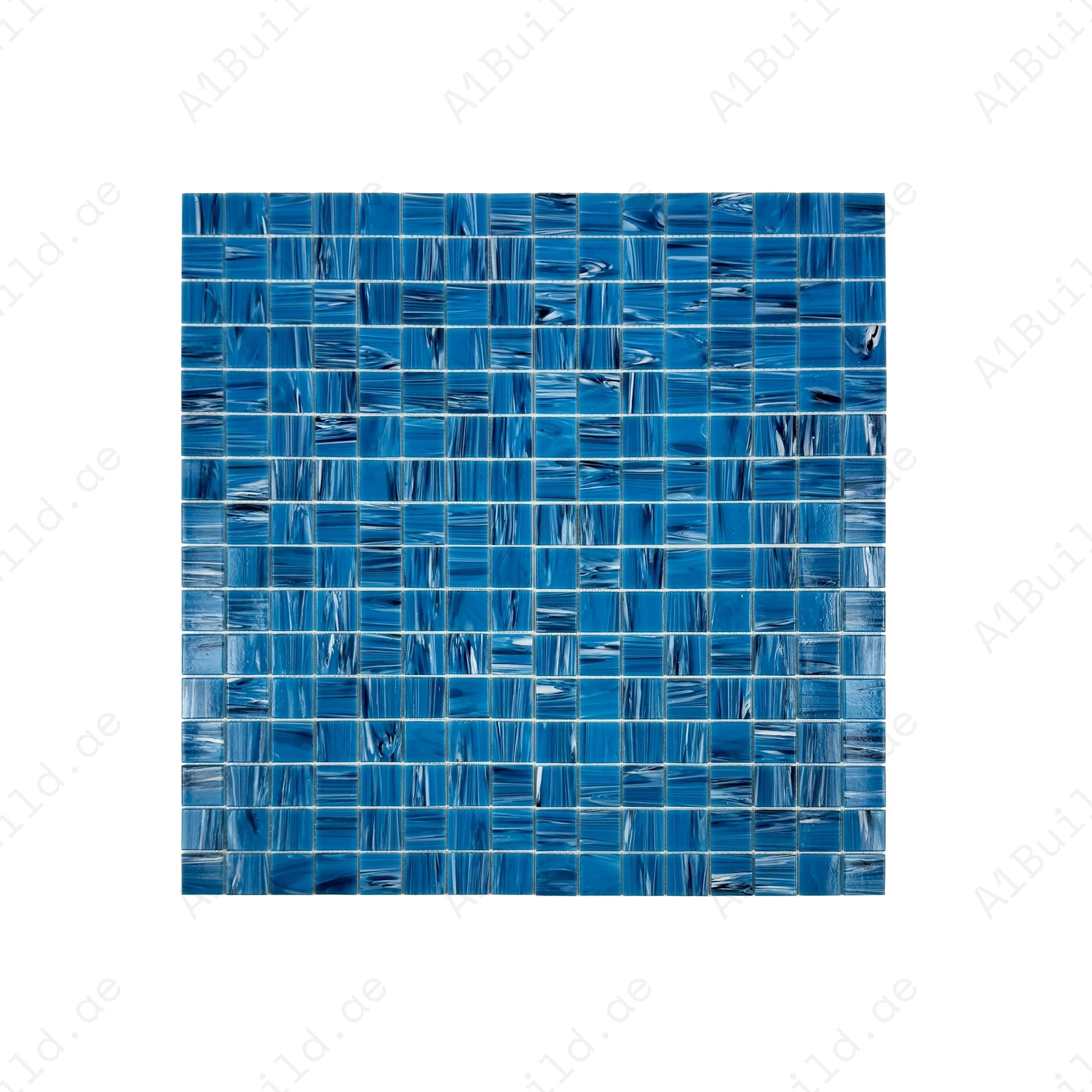 Luxury sapphire blue glass mosaic tiles for pools, spas & fountains. UV-resistant, slip-resistant & eco-friendly—perfect for Dubai’s luxury aquatic areas.