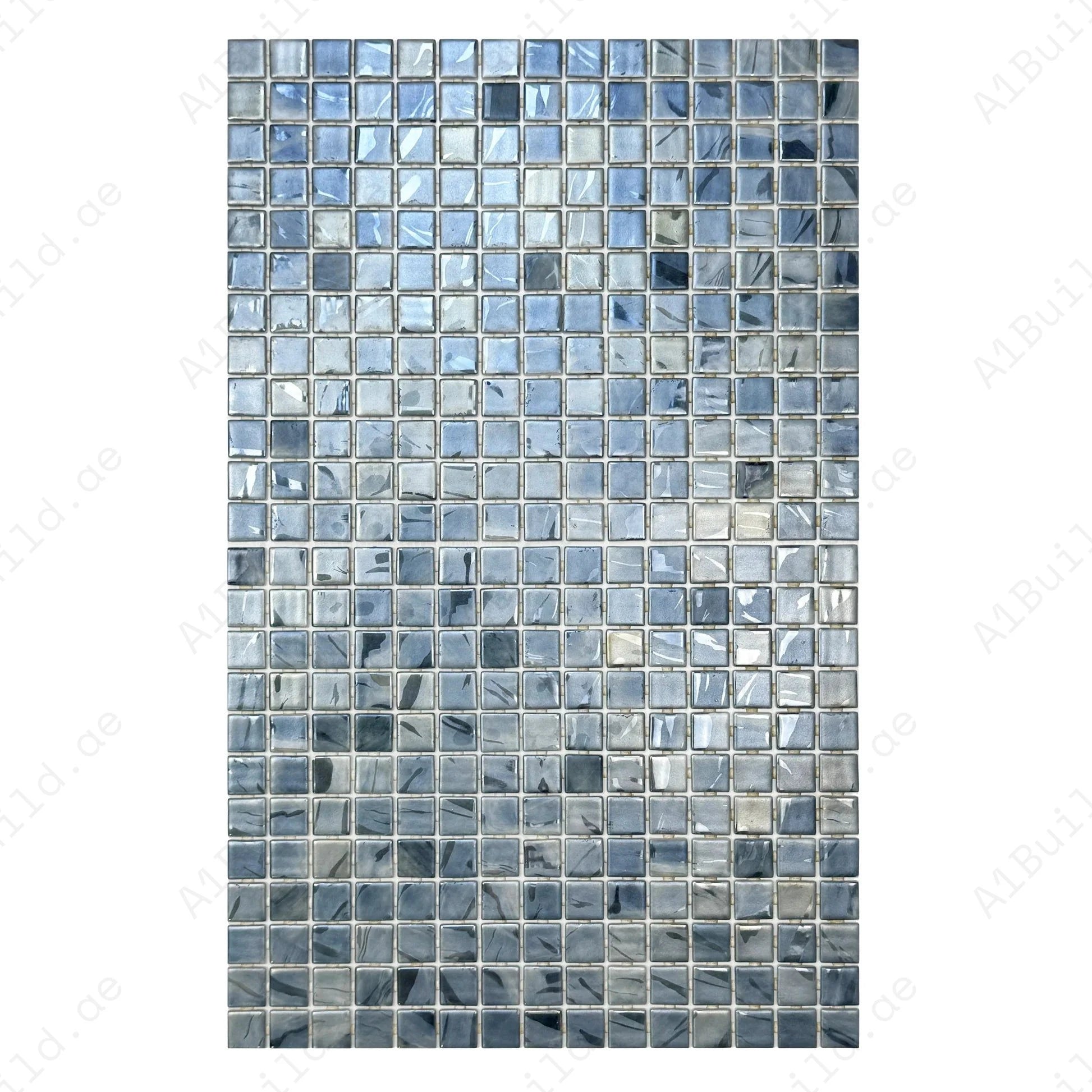 Spanish Mosaic Series Light Grey & Seal Grey & Ash Grey Streaks And Swirls Texture Recycled Glass Mosaic
