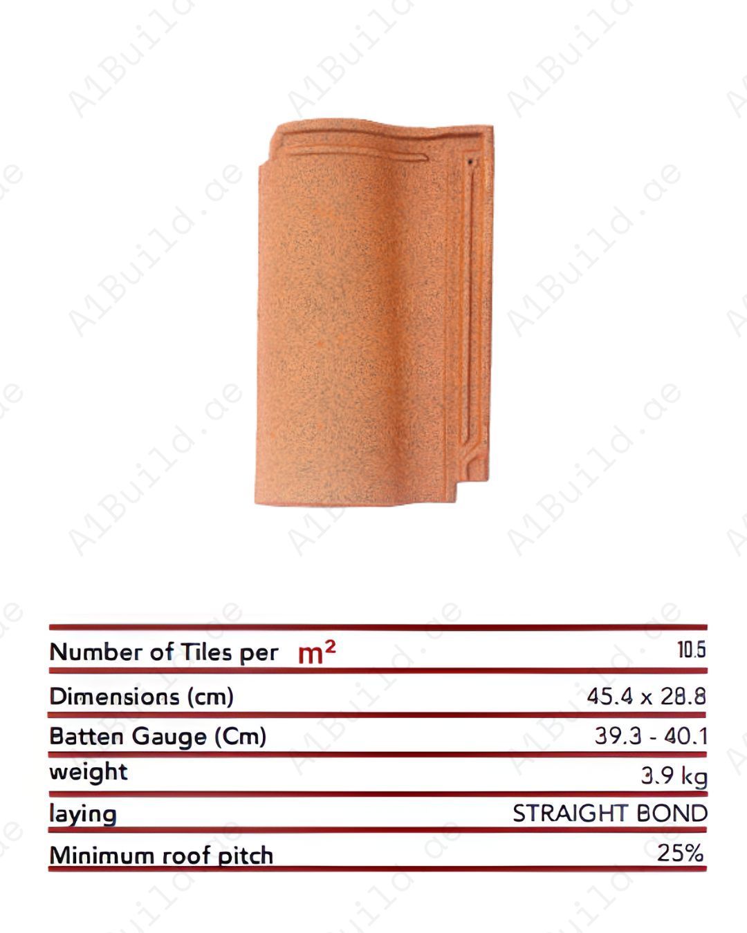 Madievo roof tile 45.4×28.8cm — traditional clay style, strong ceramic, straight bond fitting, long-lasting color stability.