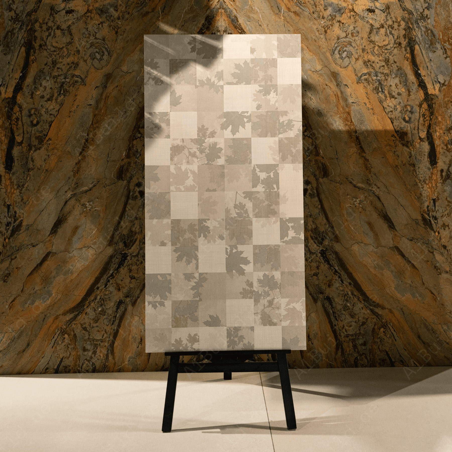 Maple Beige Decor porcelain tile 60x120cm 9mm thickness, beige marble look with decorative design, durable porcelain, ideal for floors and walls.