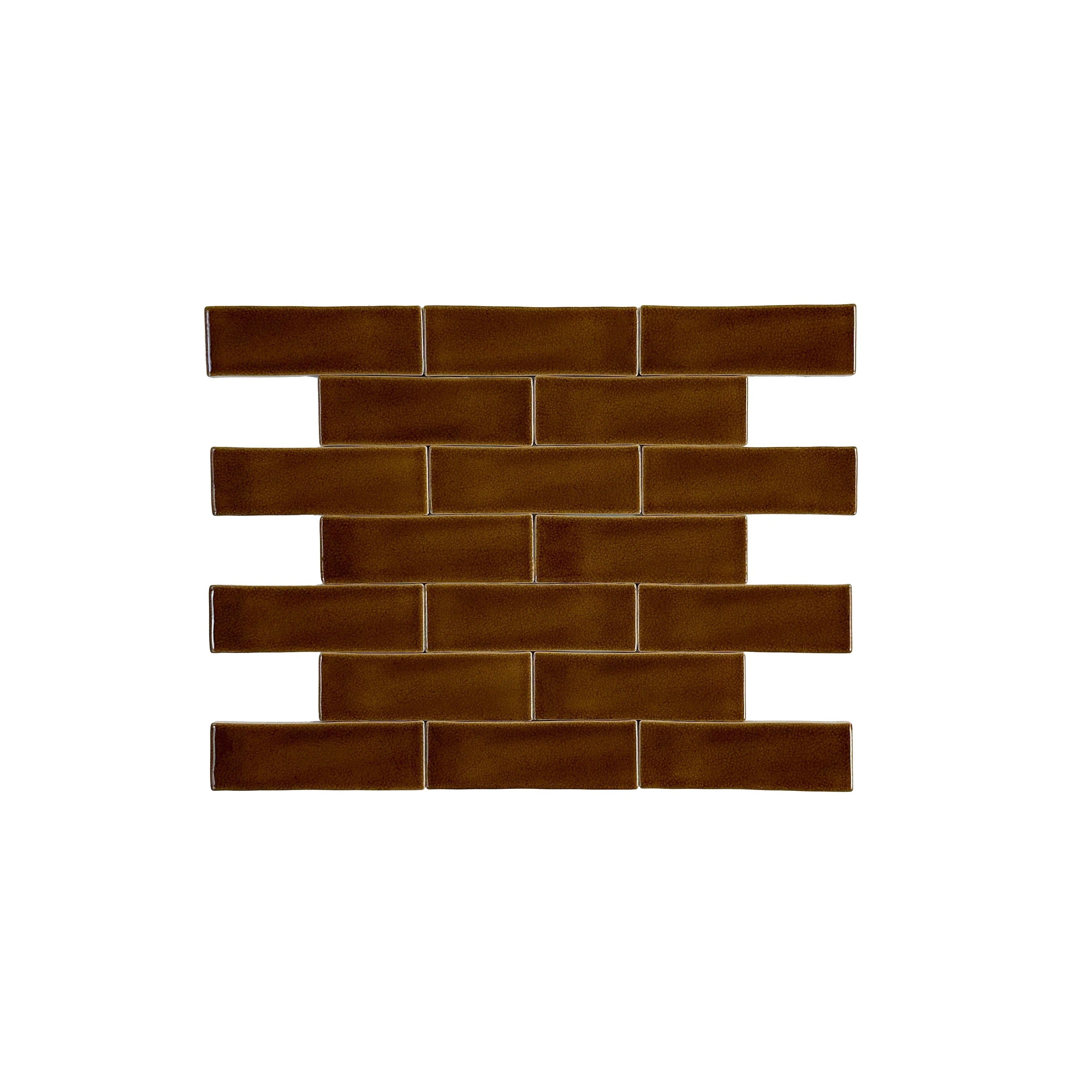 Medium Coffee glossy crackle porcelain tile with long-strip design. Durable, waterproof, scratch-resistant & ideal for walls, backsplashes & interiors.