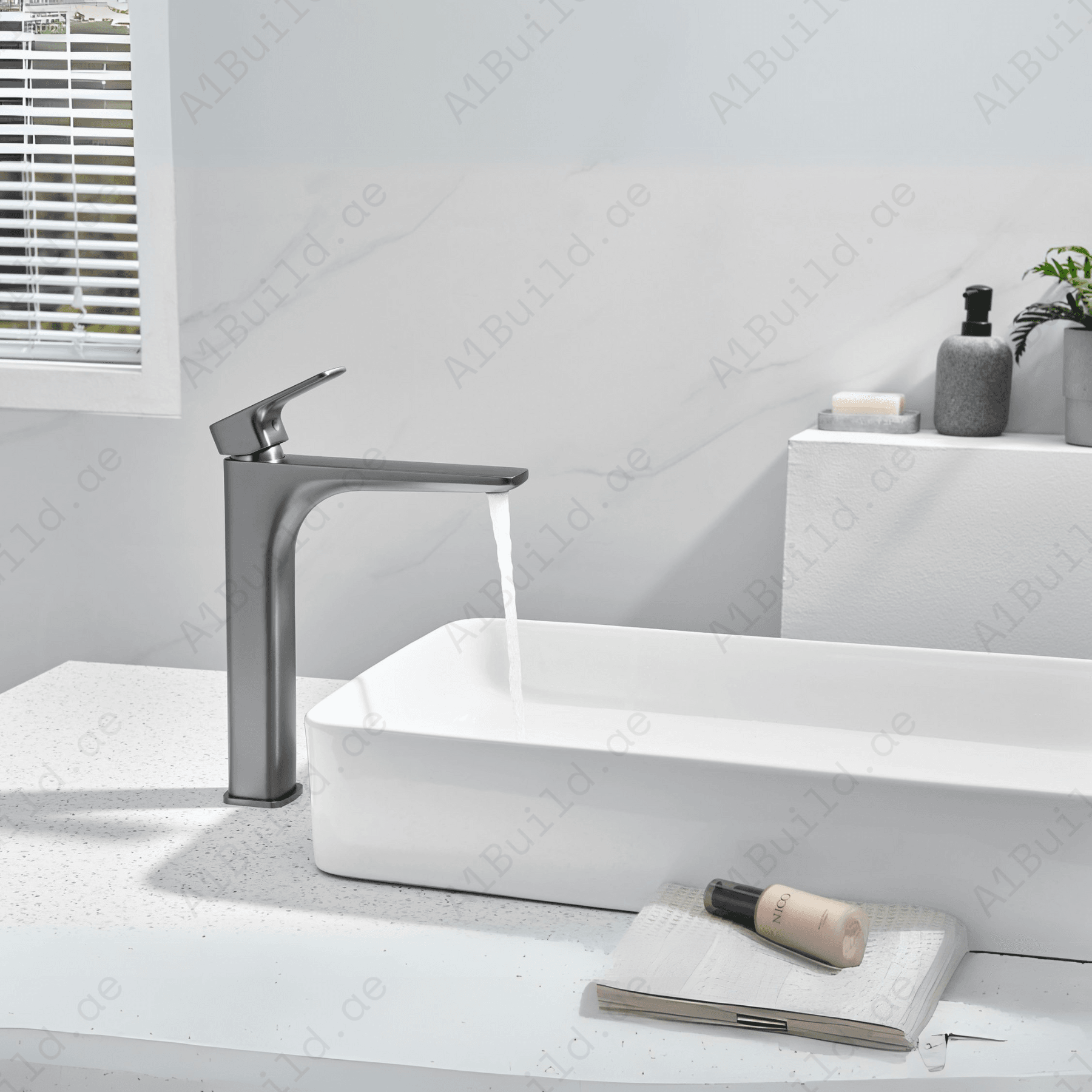 Metal Gun Finish Basin Mixer Without PUW – Modern Industrial Bathroom Fixture