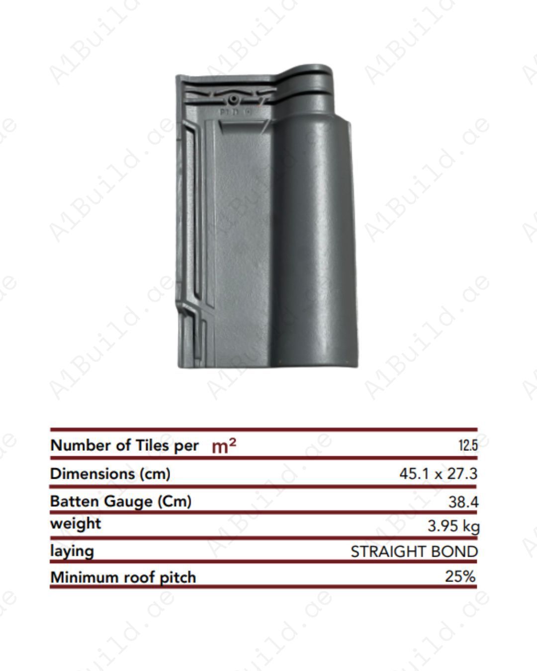 Modern Galena Grey 45.1×27.3 cm roof tile with matte ceramic finish. Durable, weatherproof, & easy installation. Ideal for contemporary homes.
