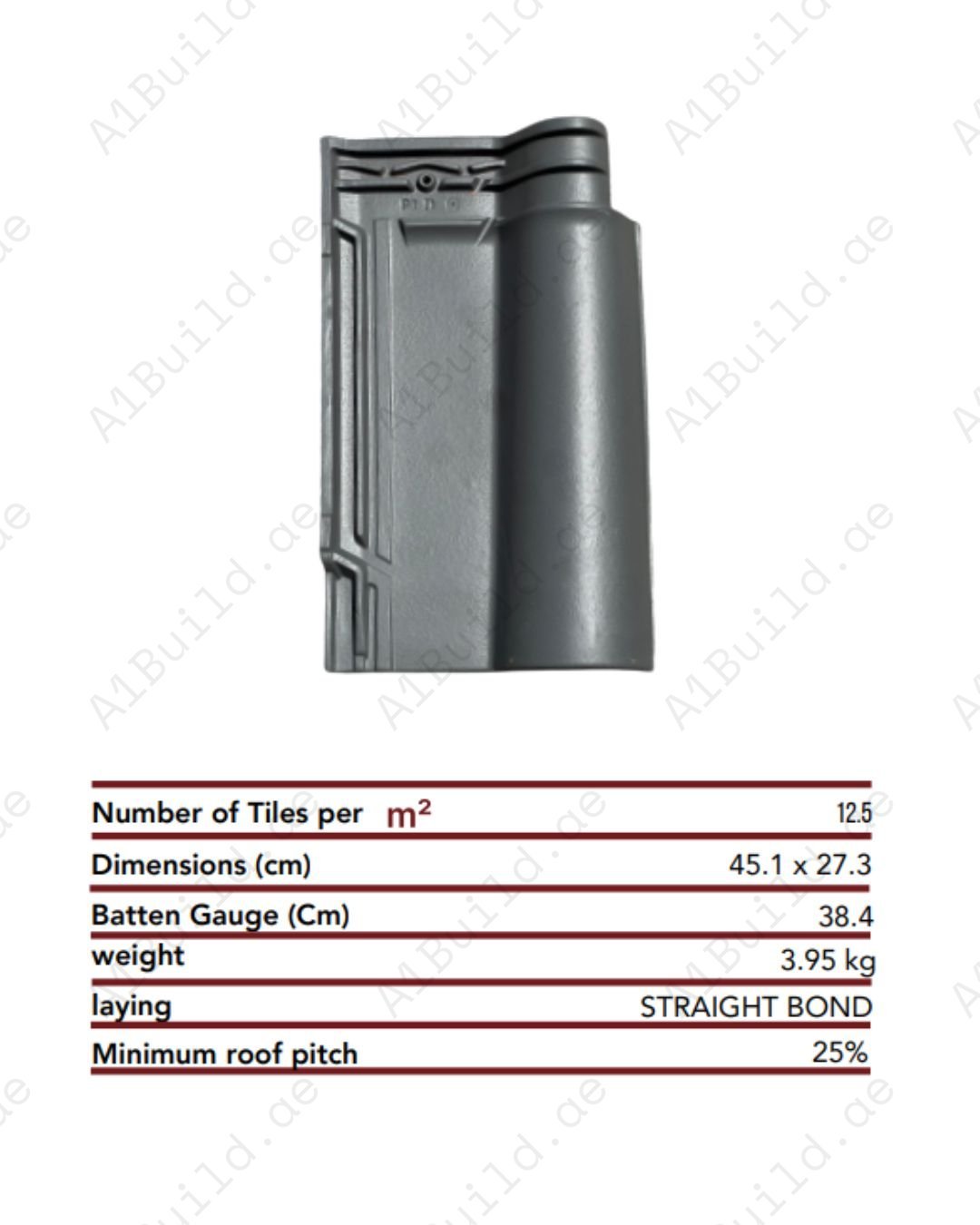 Modern Galena Grey 45.1×27.3 cm roof tile with matte ceramic finish. Durable, weatherproof, & easy installation. Ideal for contemporary homes.