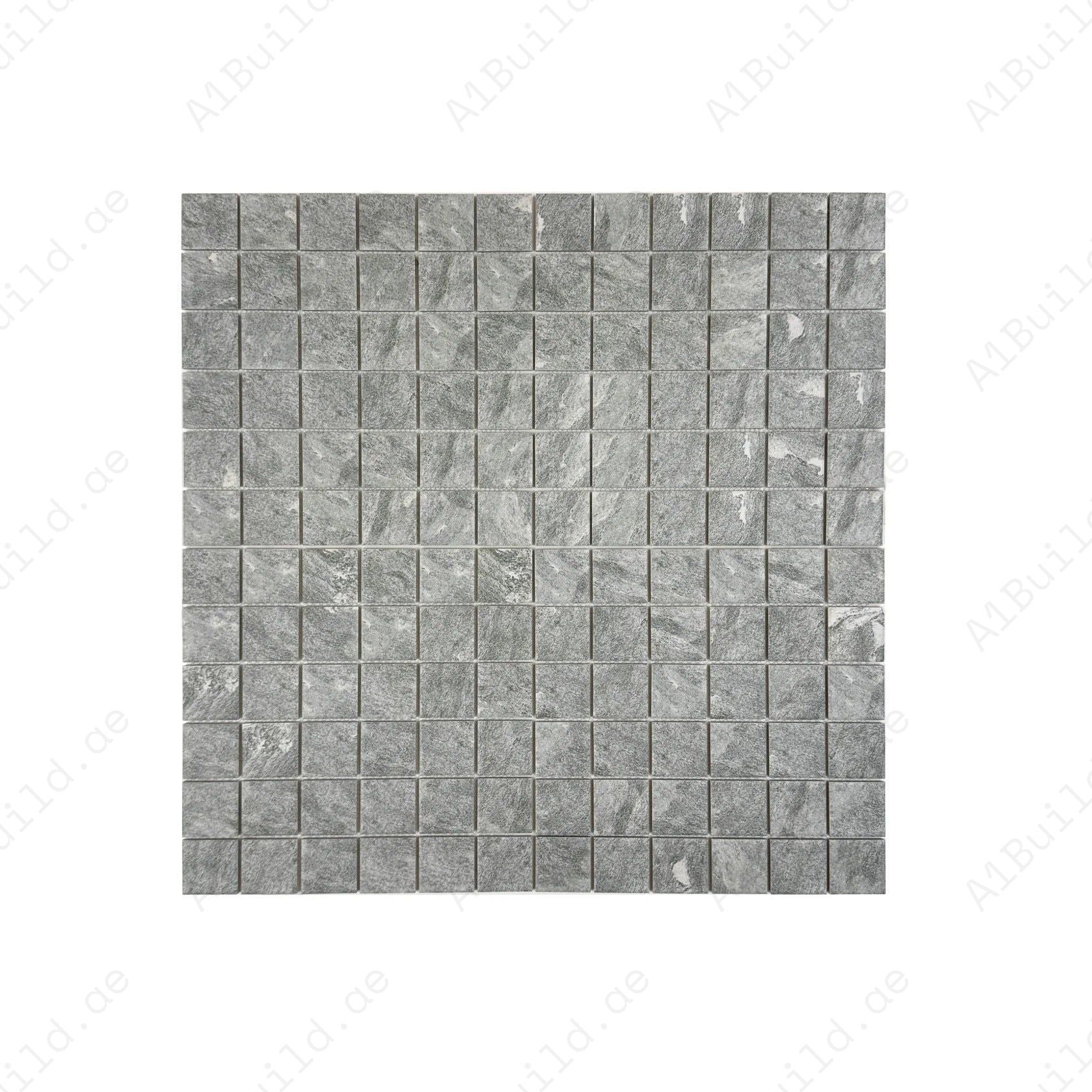 Myanmar grey porcelain mosaic tiles with flat surface for pools, spas & water walls. UV-resistant, slip-proof, eco-friendly, and built for lasting elegance.