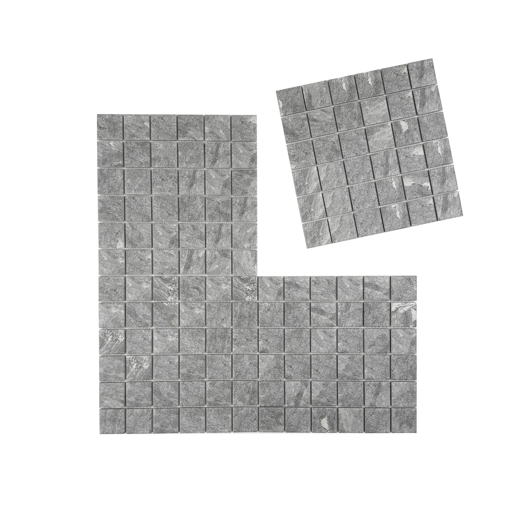 Myanmar grey porcelain mosaic tiles with flat surface for pools, spas & water walls. UV-resistant, slip-proof, eco-friendly, and built for lasting elegance.