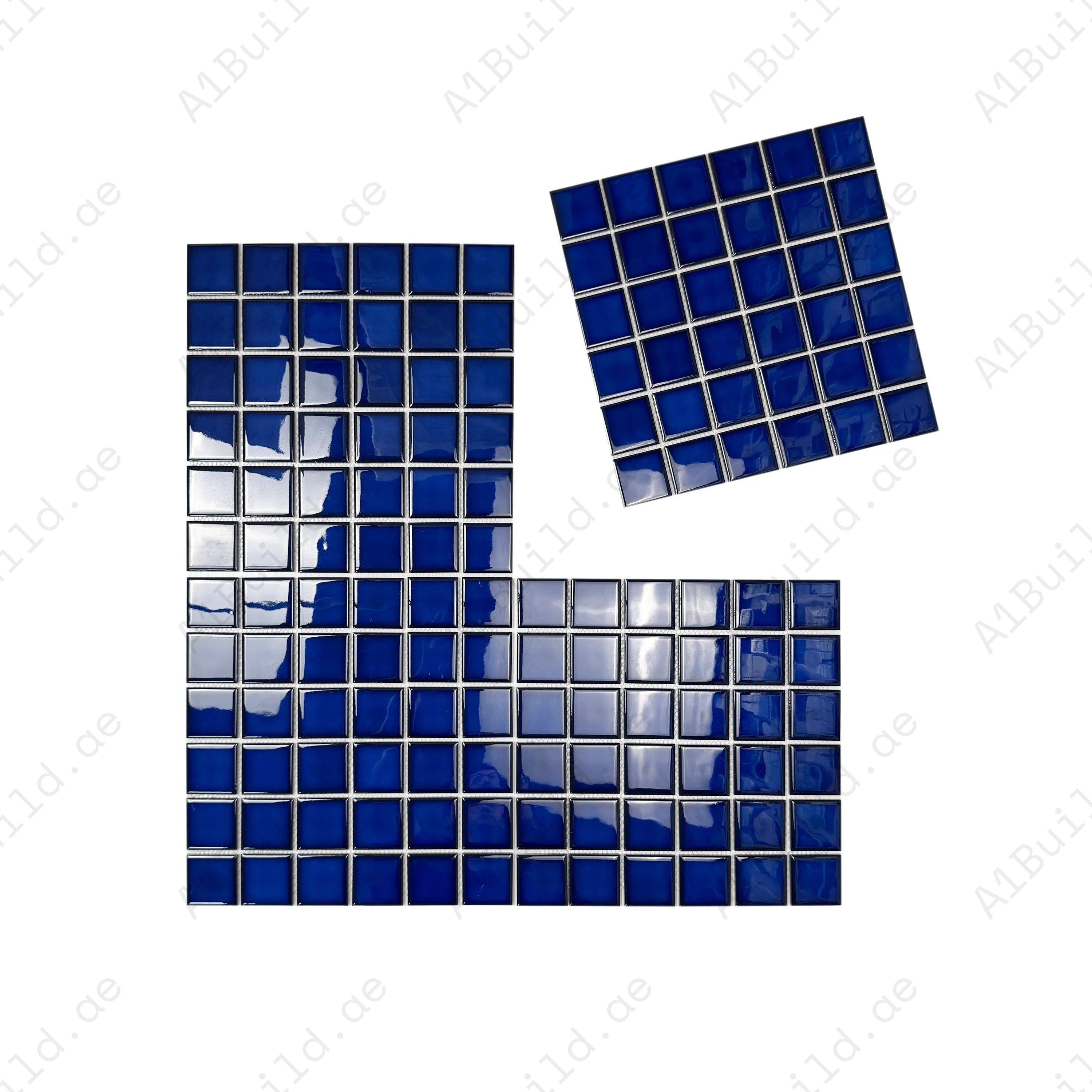 Navy Blue Plain crystalline glazed porcelain mosaic for pools, spas & walls. Durable, slip-resistant, waterproof & eco-friendly for Dubai luxury projects.