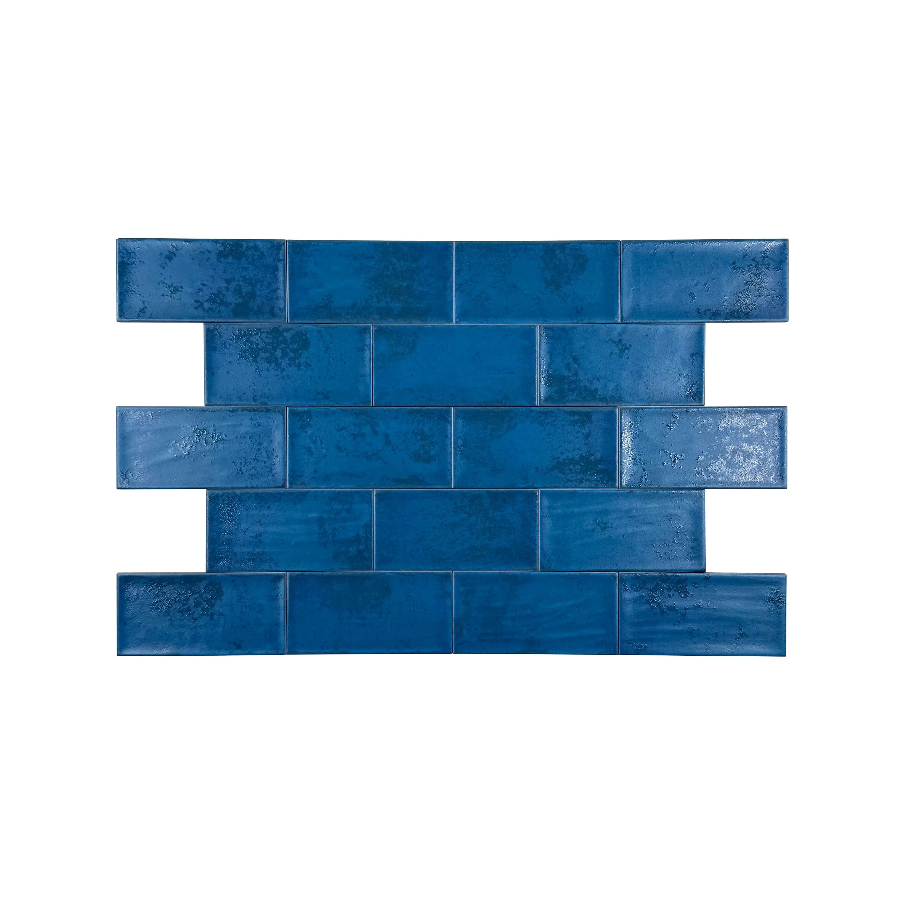 Ocean Blue matte ceramic artisanal tile with elegant long-strip design. Durable, waterproof, scratch-resistant, perfect for kitchen, bathroom, indoor & outdoor spaces.