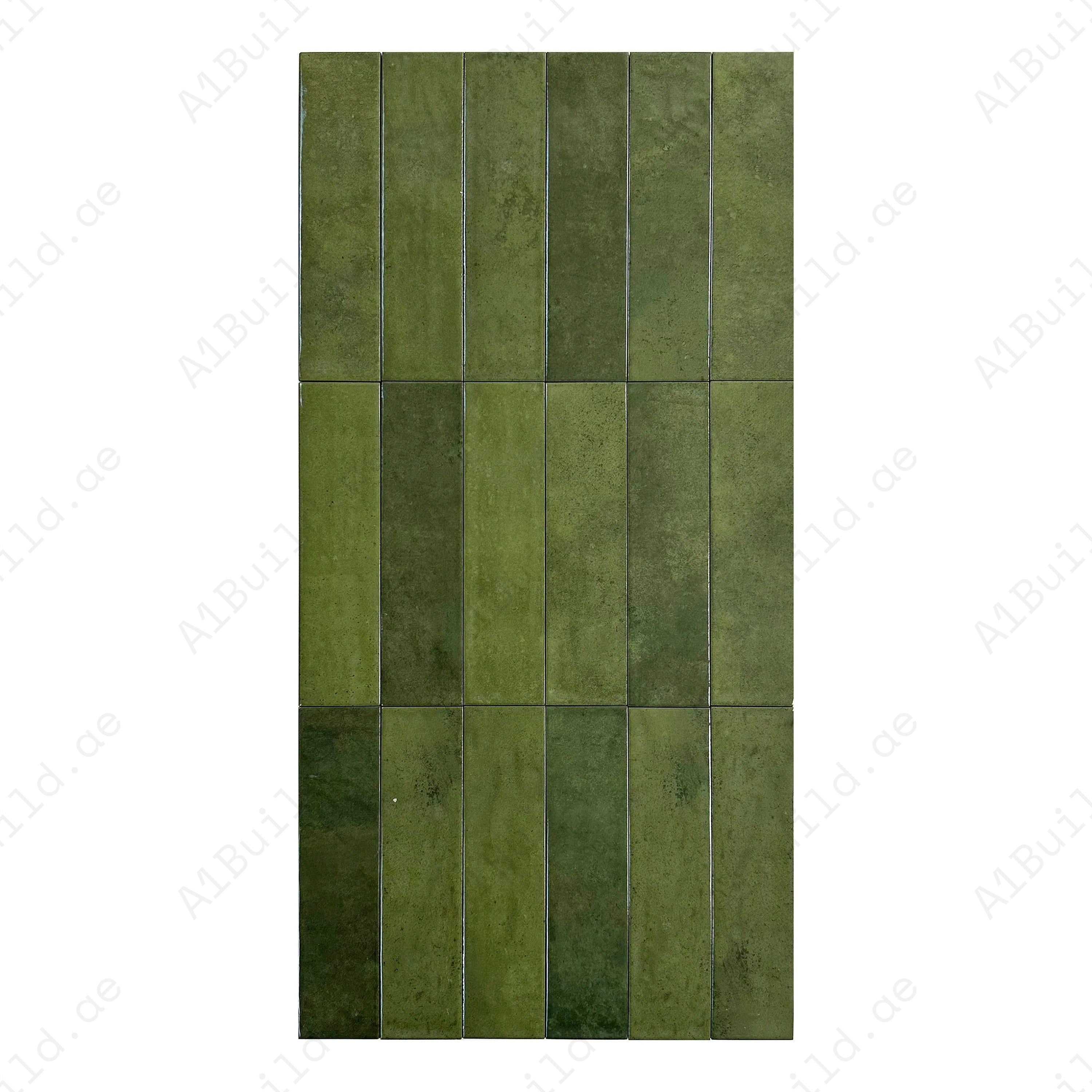 Olive Glossy Porcelain Spectrum Tile. Durable, waterproof, and scratch-resistant for indoor & outdoor walls, floors, kitchens, and high-traffic areas.