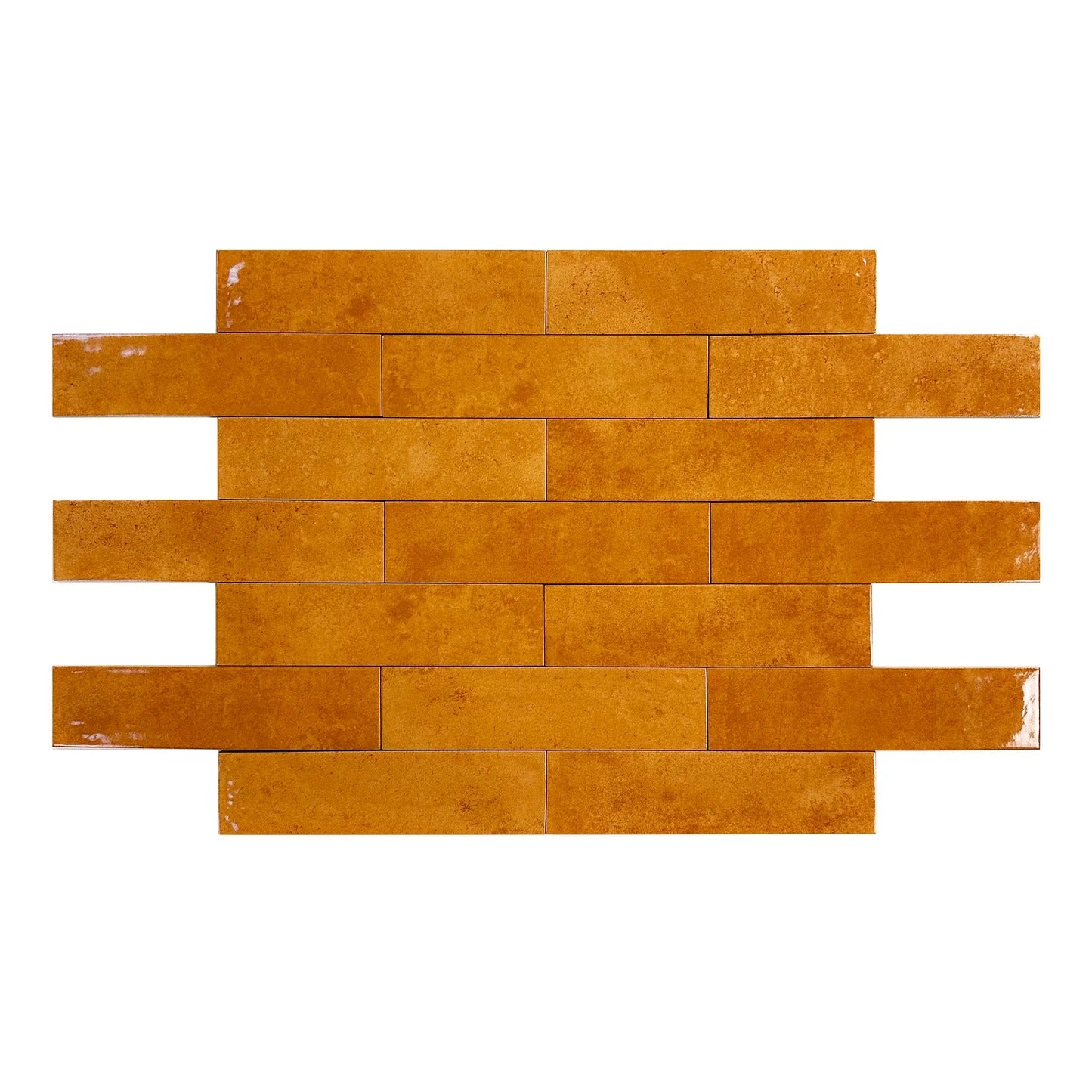 Orange Glossy Porcelain Tile 75×300mm, 44pcs/box (1 sqm), 20kg. Durable, stylish, and versatile for walls, backsplashes, bathrooms & modern interiors.