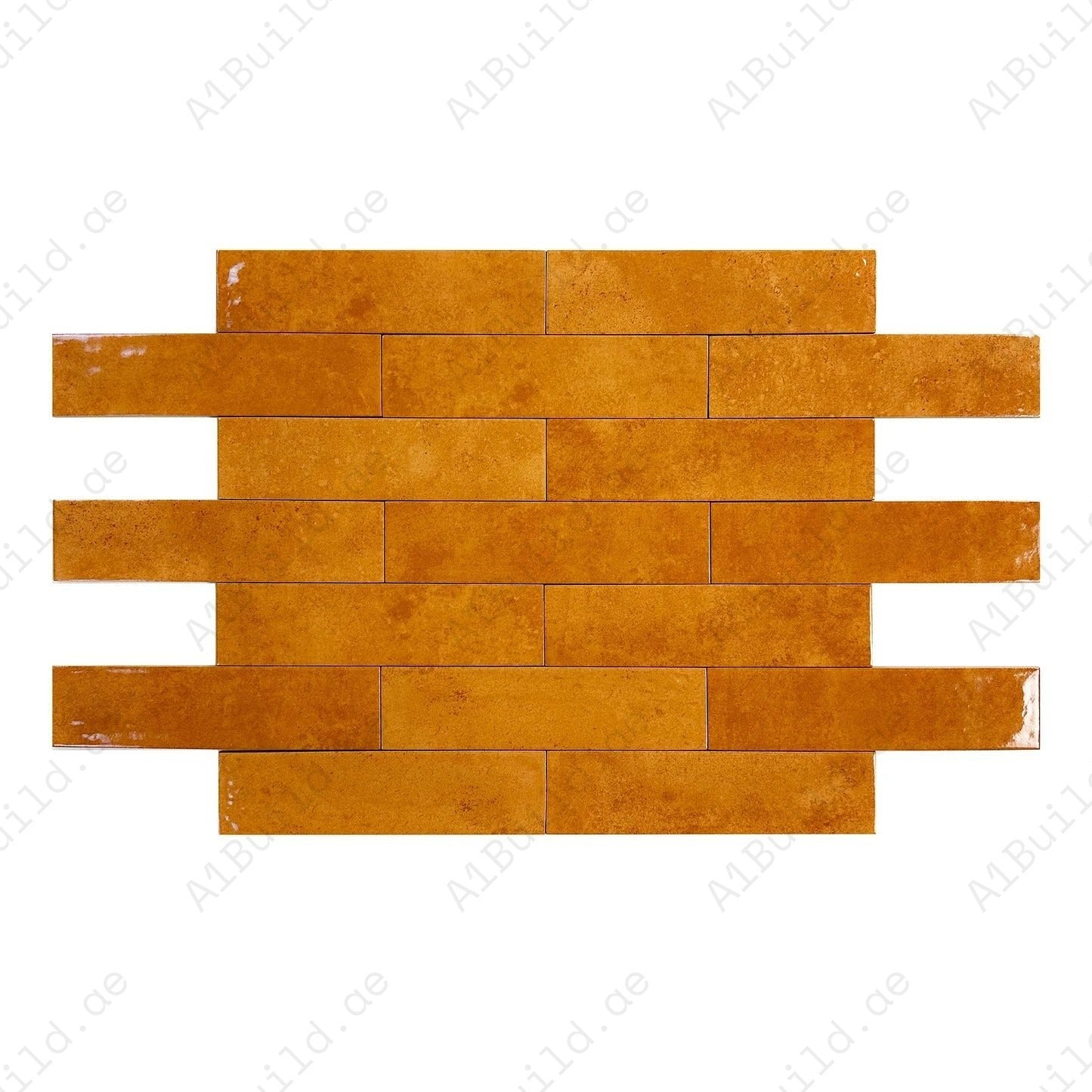 Orange Glossy Porcelain Tile 75×300mm, 44pcs/box (1 sqm), 20kg. Durable, stylish, and versatile for walls, backsplashes, bathrooms & modern interiors.