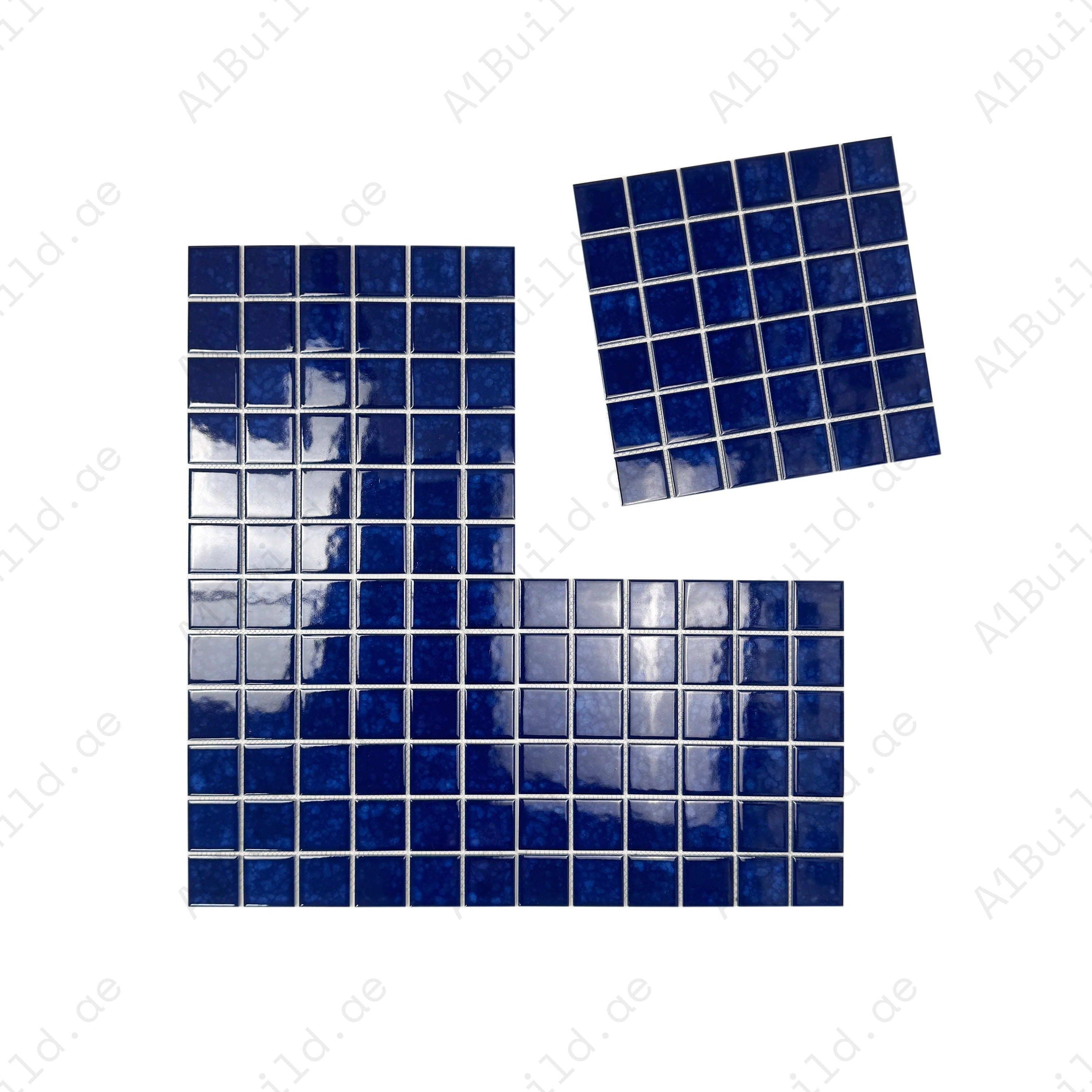 Oriental Blue Iced Flower crystalline glazed porcelain mosaic for pools, spas & walls. Durable, slip-resistant, waterproof & eco-friendly for Dubai projects.