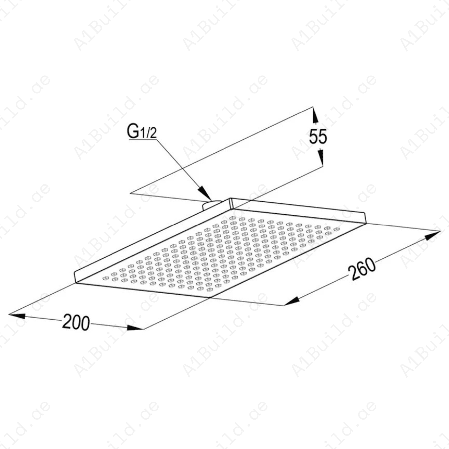 OverheadShower260mmx200mmChromewithBallJointandCleaningSystem_4