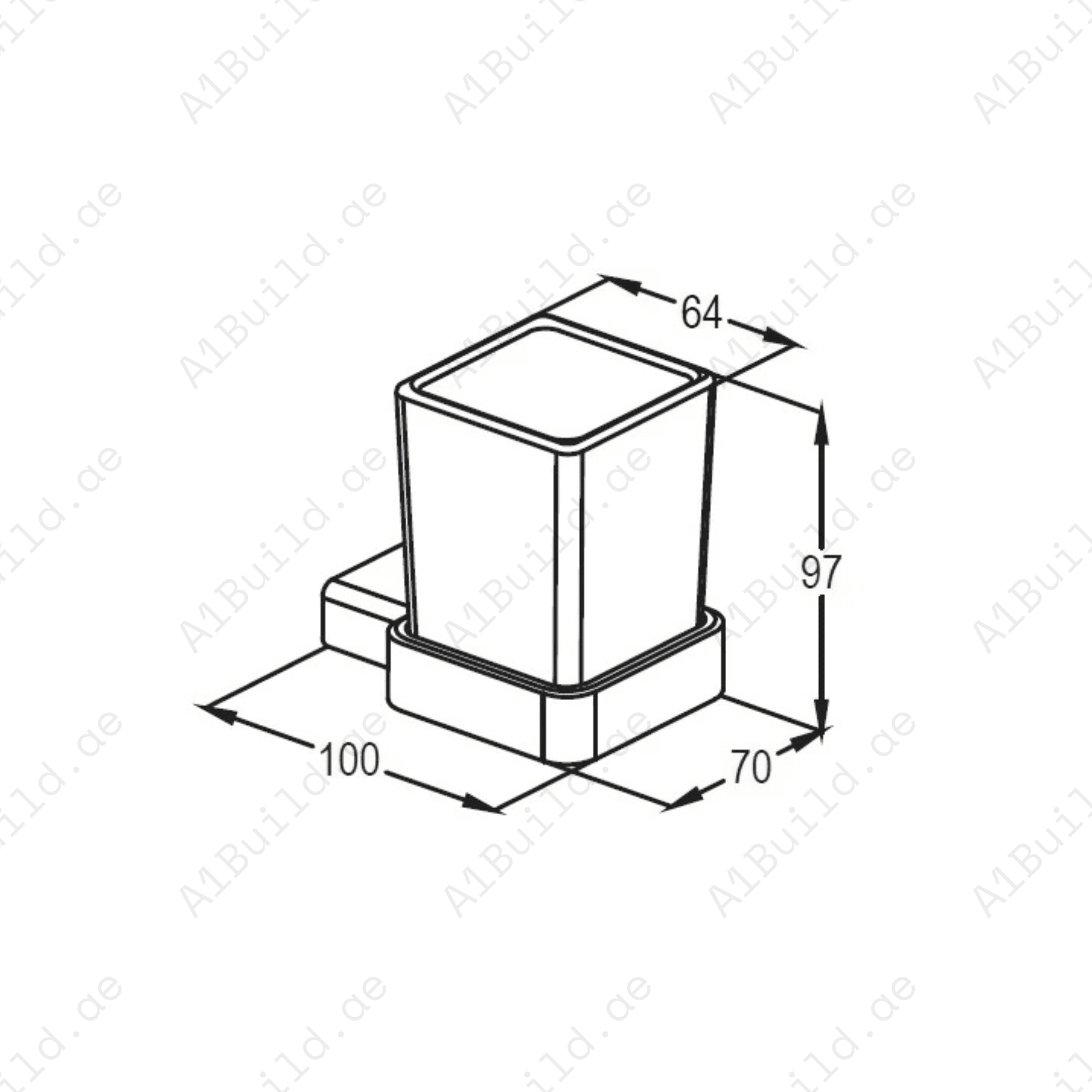 PACIFIC Tumbler Holder with Glass, Chrome Wall Fastening