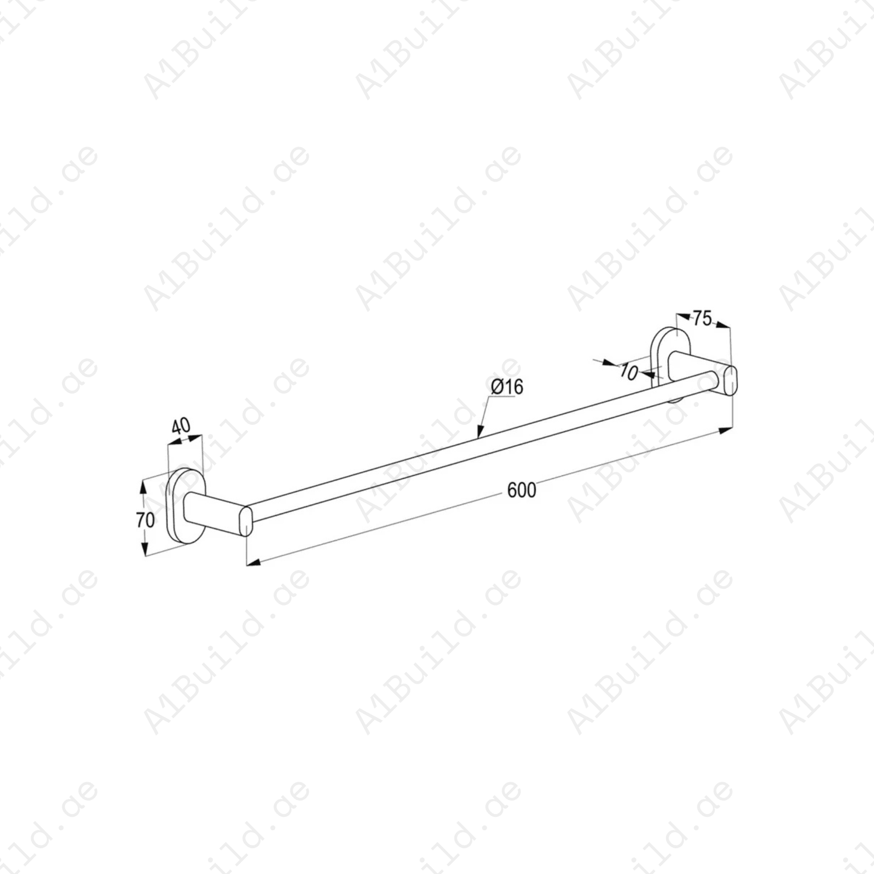 PASSION Single Towel Bar in Chrome | Wall Fastening with Screws