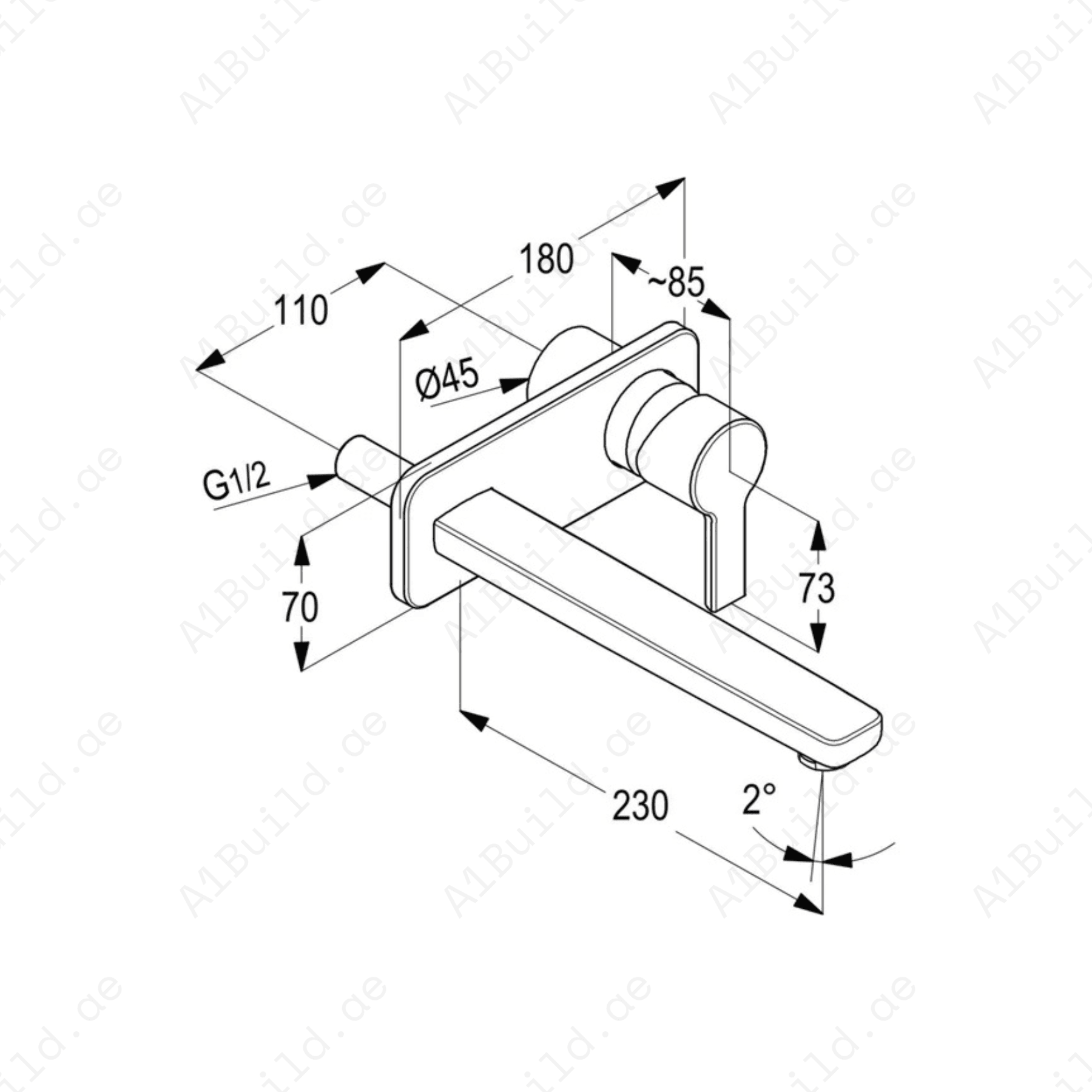 PASSION Concealed 2-Hole Single Lever Basin Mixer Trim Set