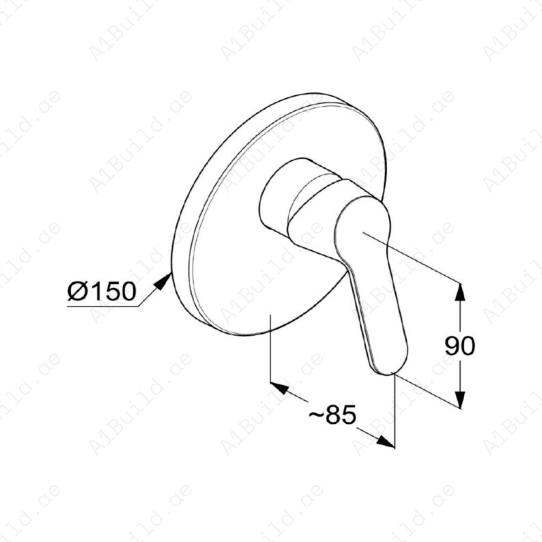 PEAK Concealed Single Lever Shower Mixer Trim Set | Chrome, Solid Lever