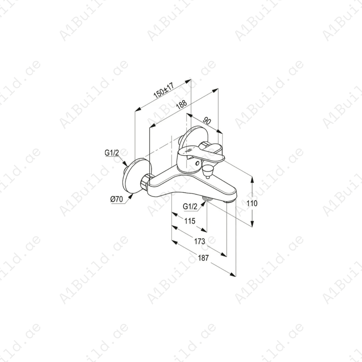 PEAK Single Lever Bath and Shower Mixer | Chrome Finish with Flow Regulator
