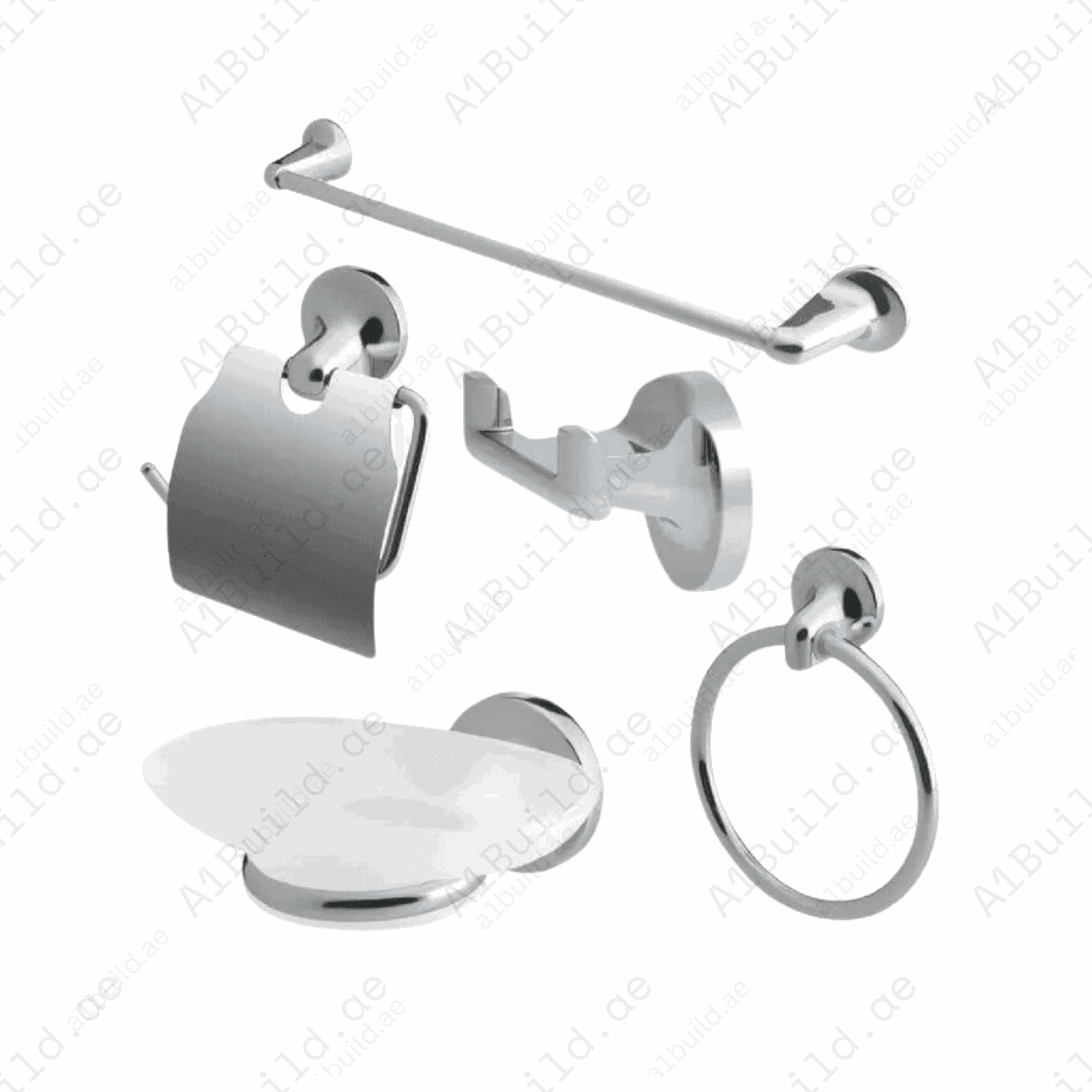 PEARL Bathroom Accessories Set (5 Pcs) – Chrome Finish for Elegant Bathrooms