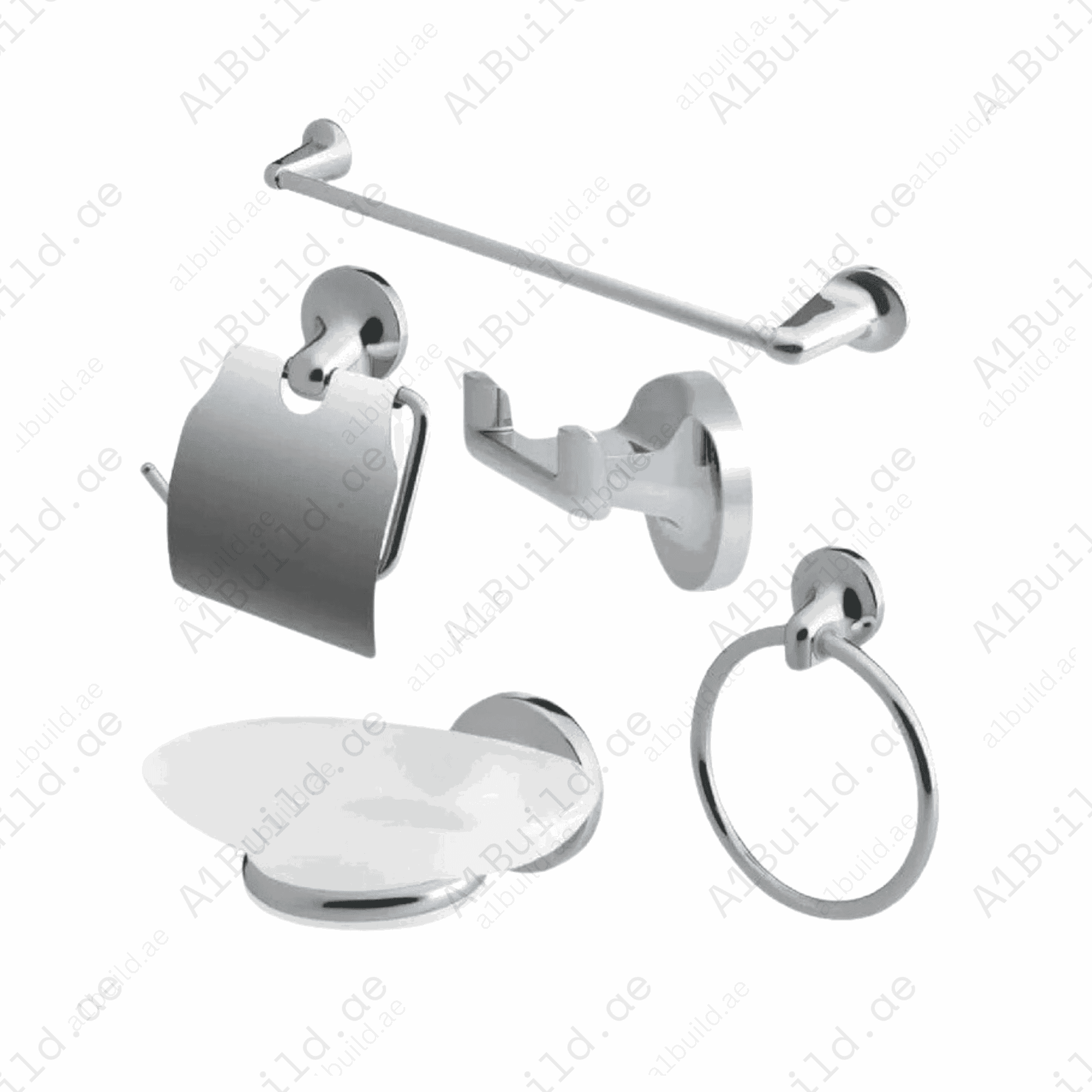 PEARL Bathroom Accessories Set (5 Pcs) – Chrome Finish for Elegant Bathrooms