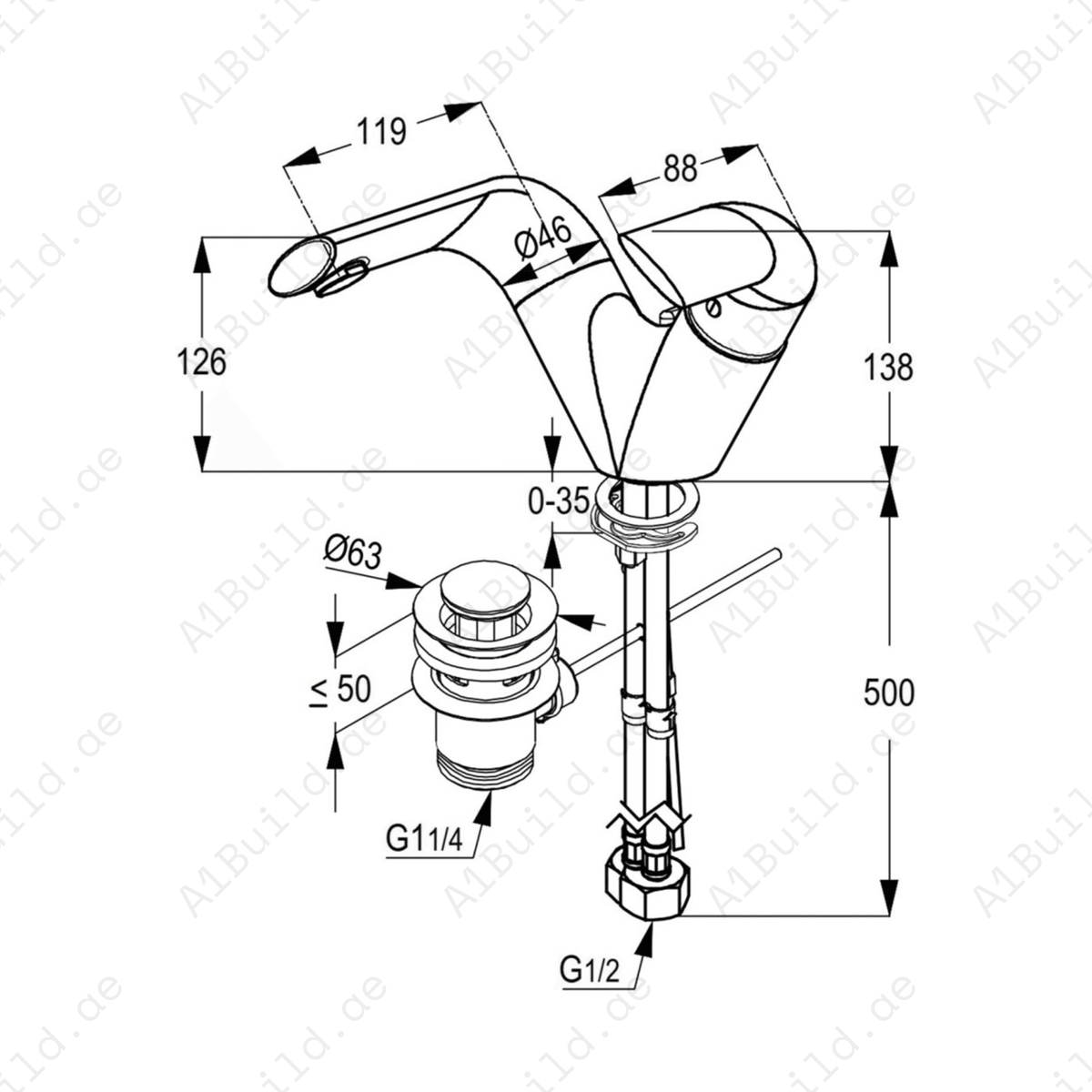 PETRA Single Lever Basin Mixer DN 15 - Chrome, 1 GPM Flow Rate