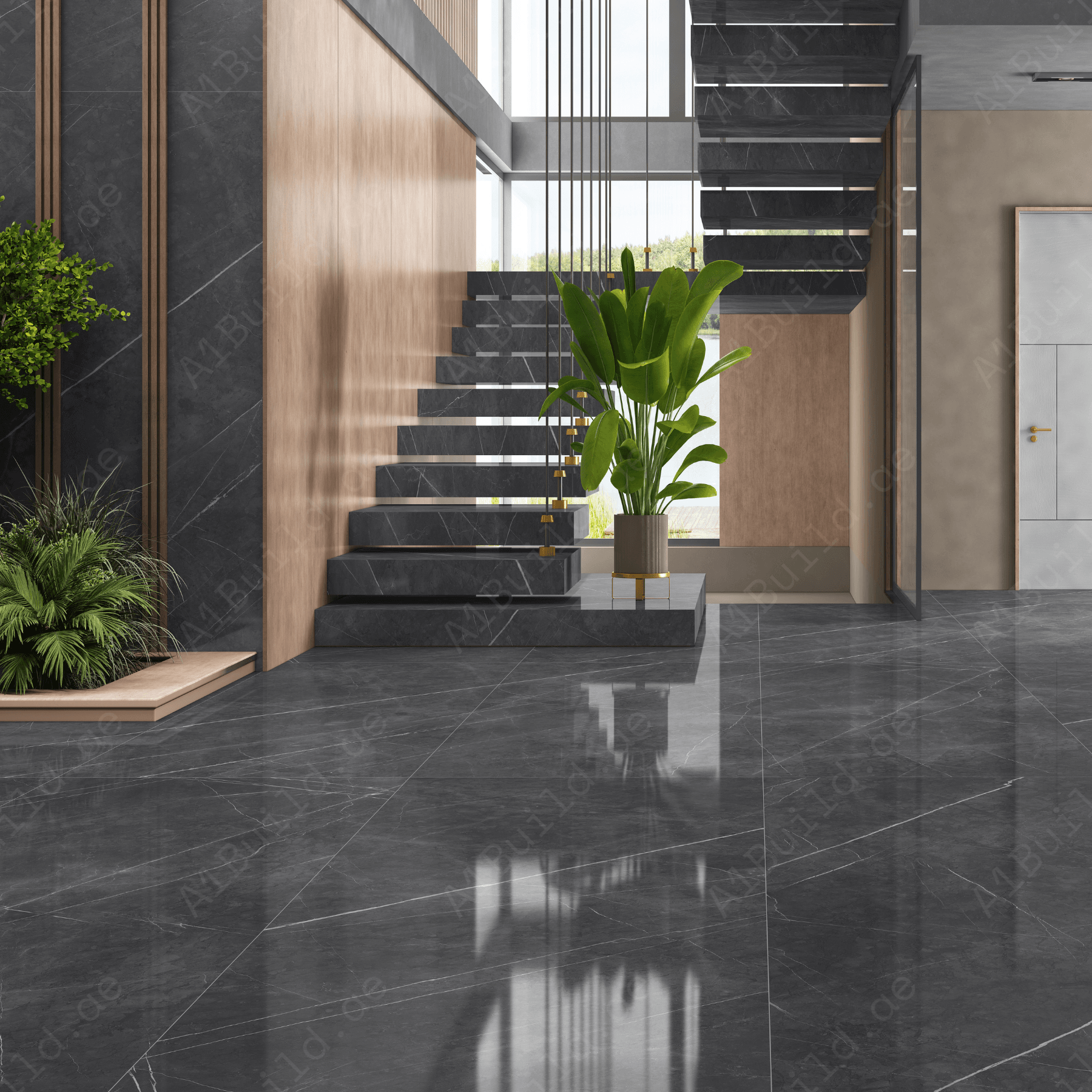 Pietra Nero (120X278cm High Gloss Random Porcelain Slabs)