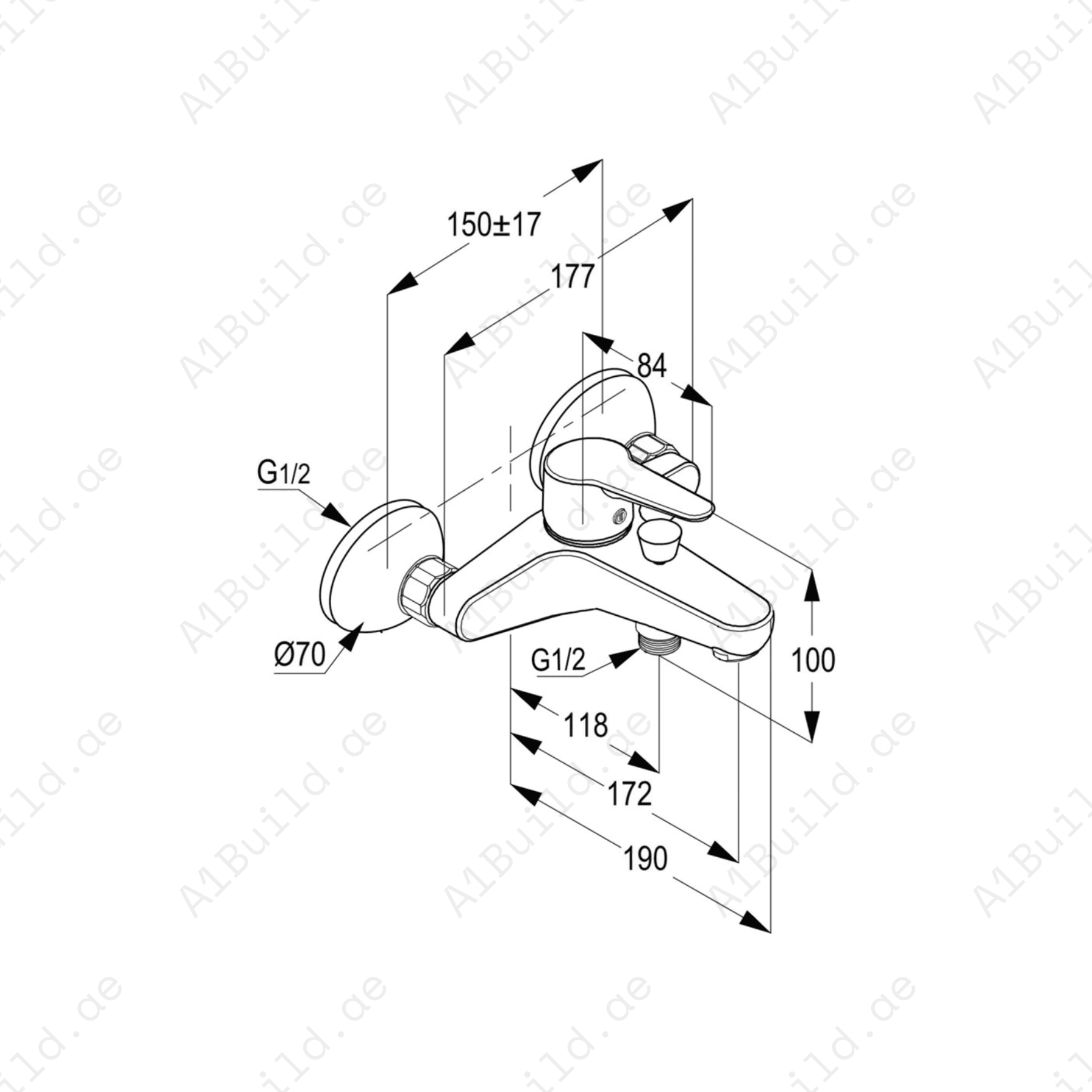 POLARIS Single Lever Bath and Shower Mixer | Chrome Finish with Flow Regulator
