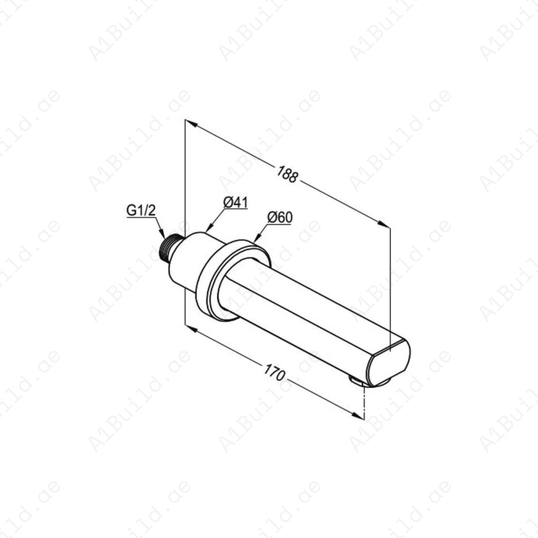 POLARIS Wall Mounted Bath Spout DN 15 - Chrome Finish