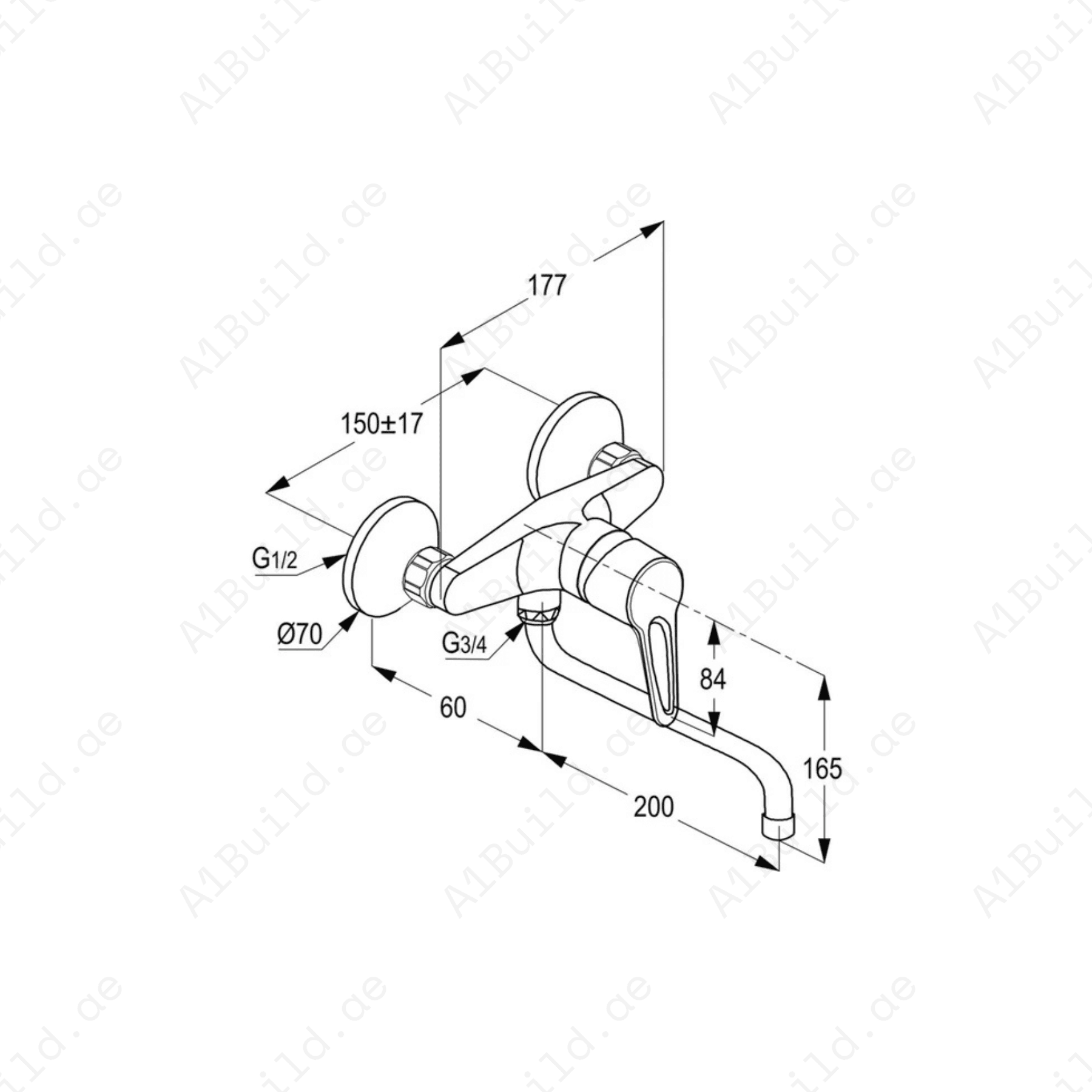 POLO Wall-Mounted Sink Mixer | Chrome Finish & 200mm Swivel Spout