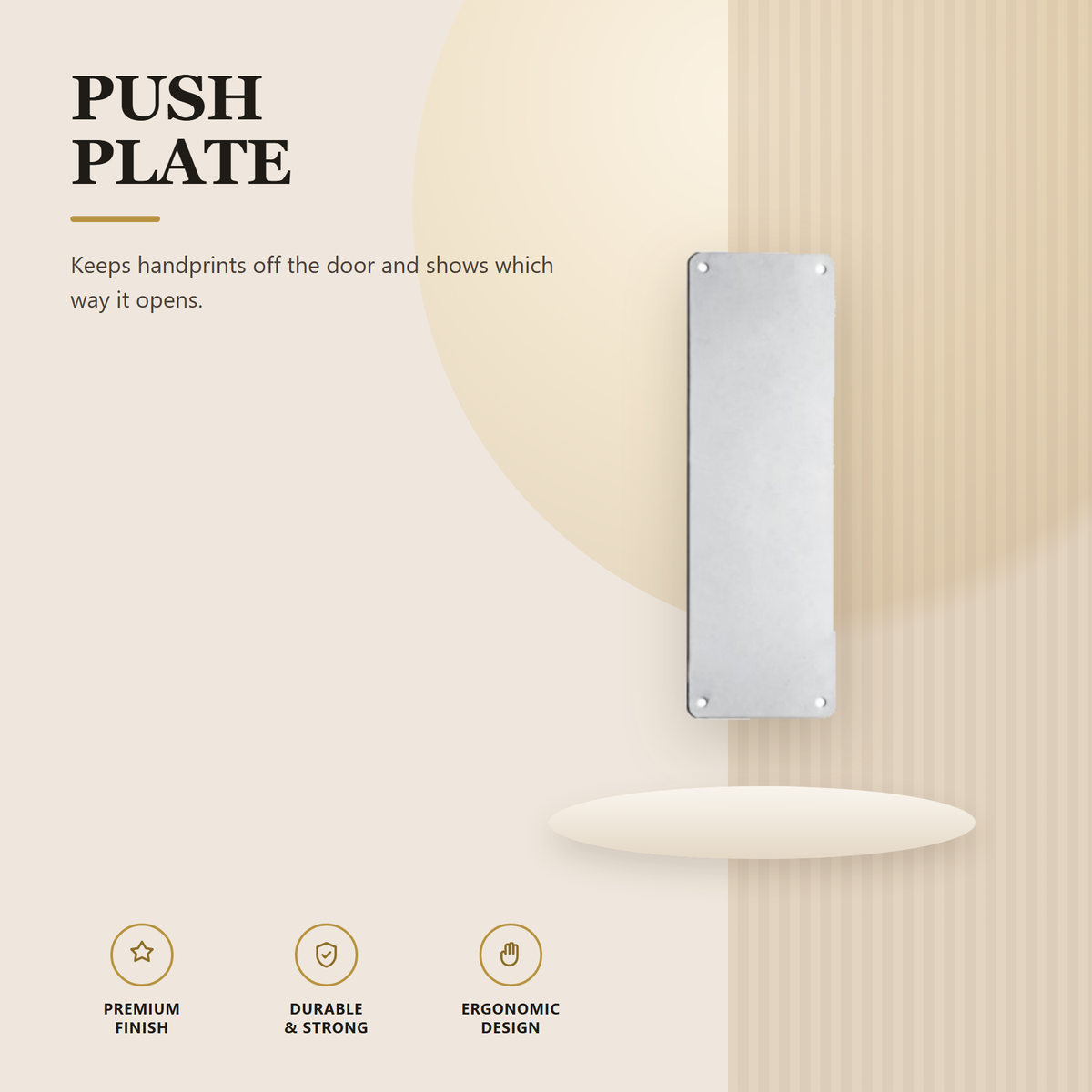 PP.200.300x100.SS premium stainless steel push plate from the Stainless Steel Door Handle Series. 100 x 300 mm stainless steel push plate, Blank, no marking. Built for smooth, reliable everyday use.