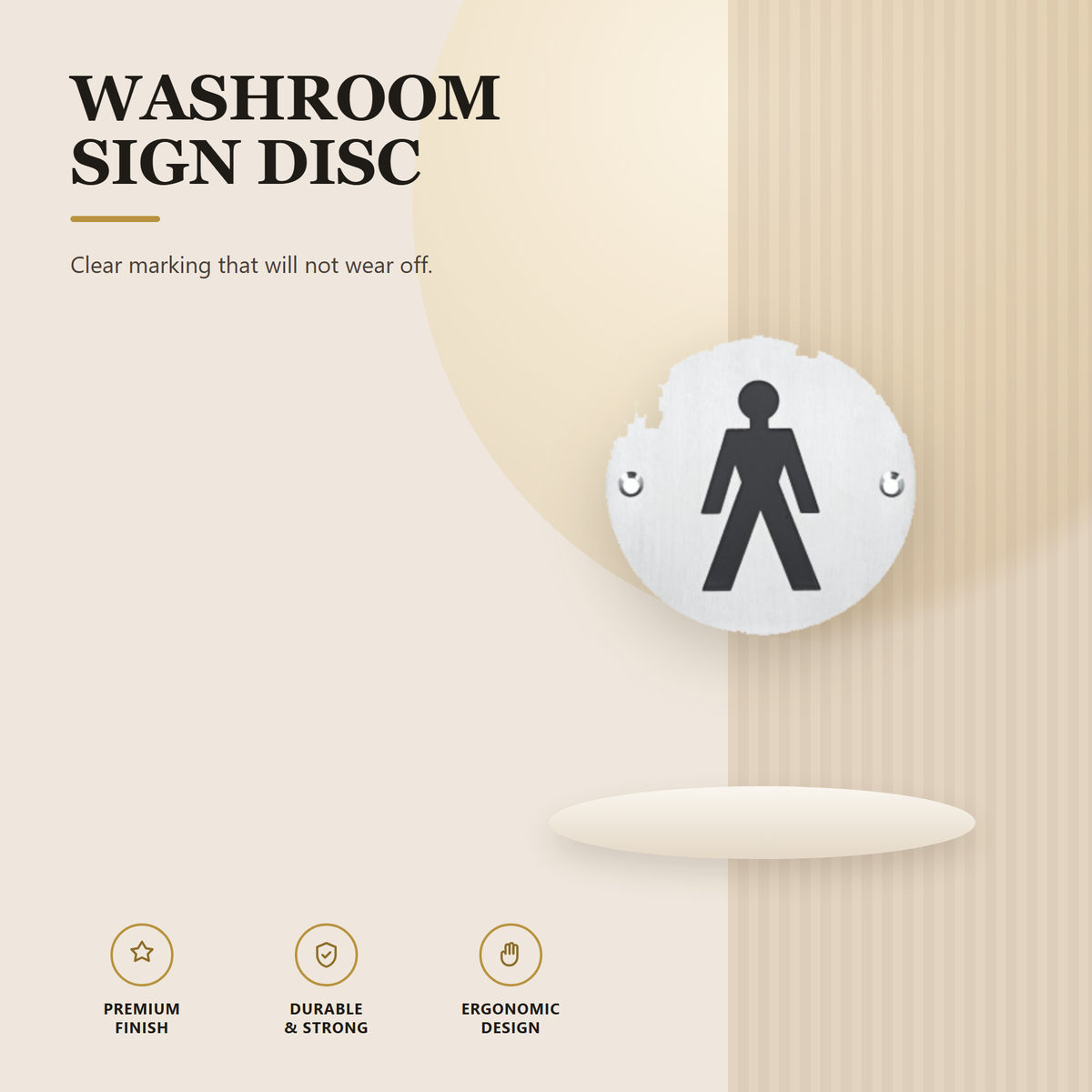 PP.301.SS.76MM.MALE premium stainless steel male sign disc from the Stainless Steel Door Handle Series. 76 mm stainless steel washroom sign disc. Built for smooth, reliable everyday use.