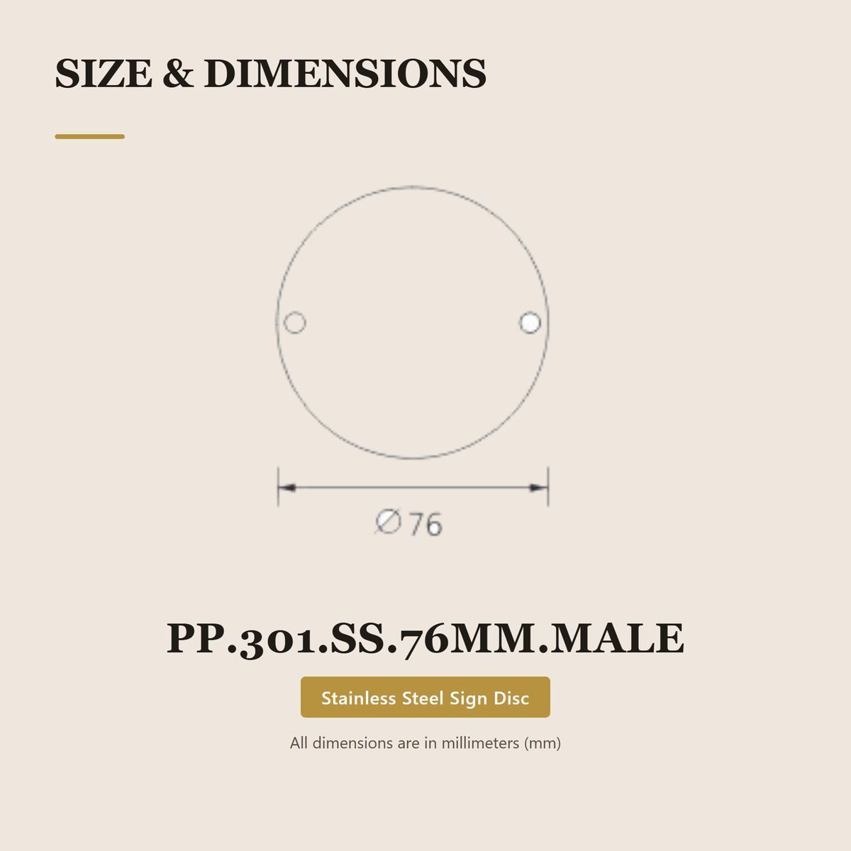 PP.301.SS.76MM.MALE premium stainless steel male sign disc from the Stainless Steel Door Handle Series. 76 mm stainless steel washroom sign disc. Built for smooth, reliable everyday use.