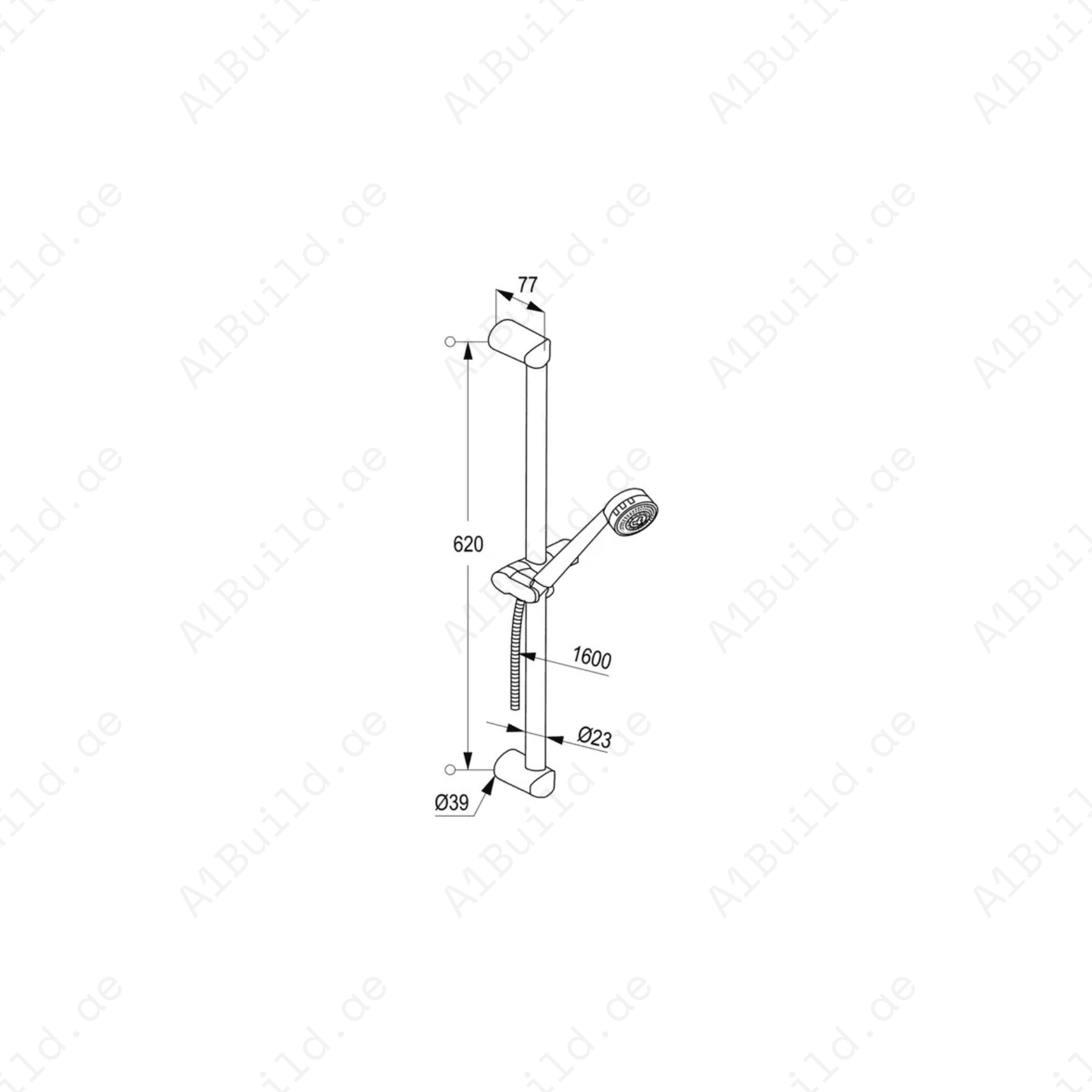 PRIME 3S Shower Set | Chrome Finish | Wall Bar with Adjustable Slider