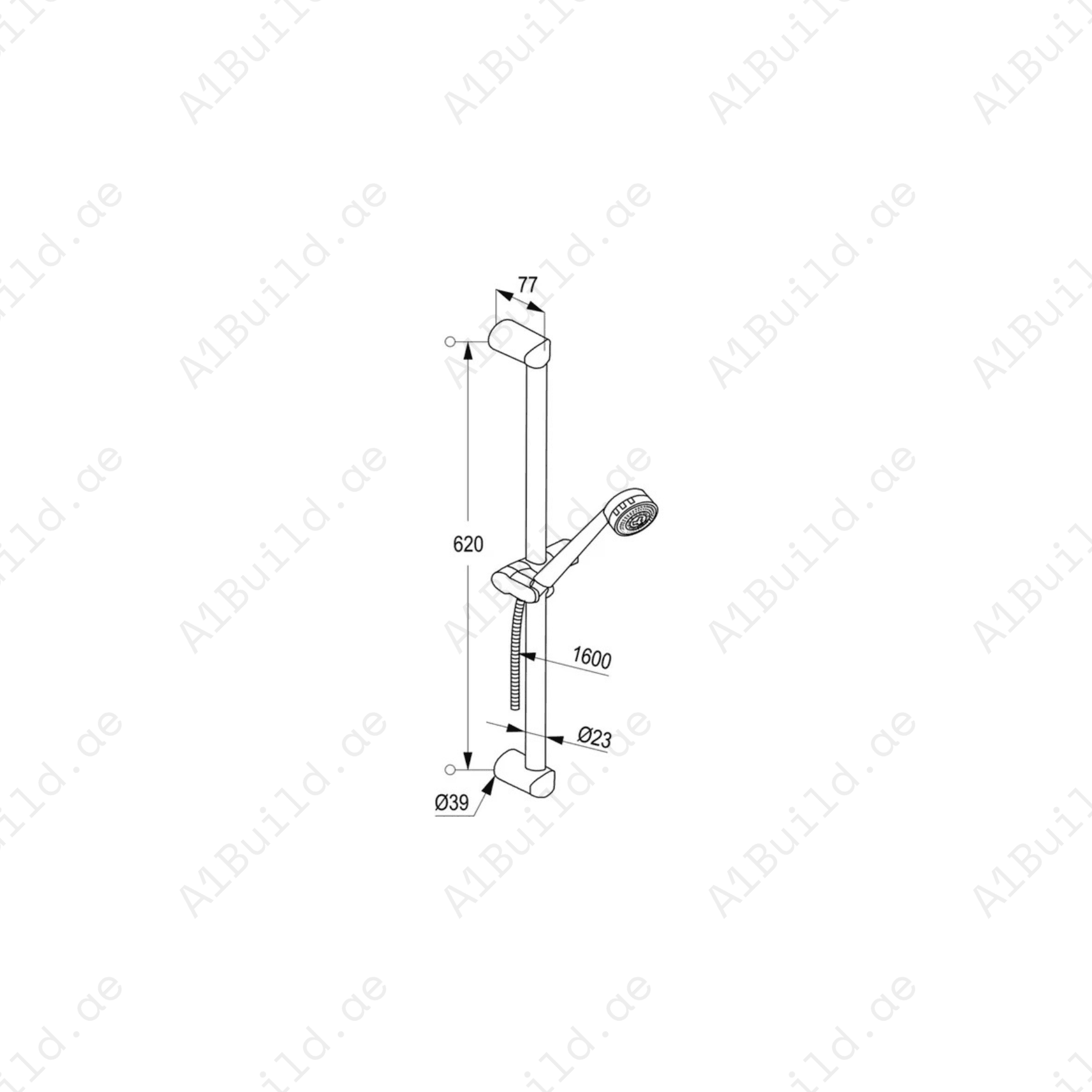 PRIME 3S Shower Set | Chrome Finish | Wall Bar with Adjustable Slider