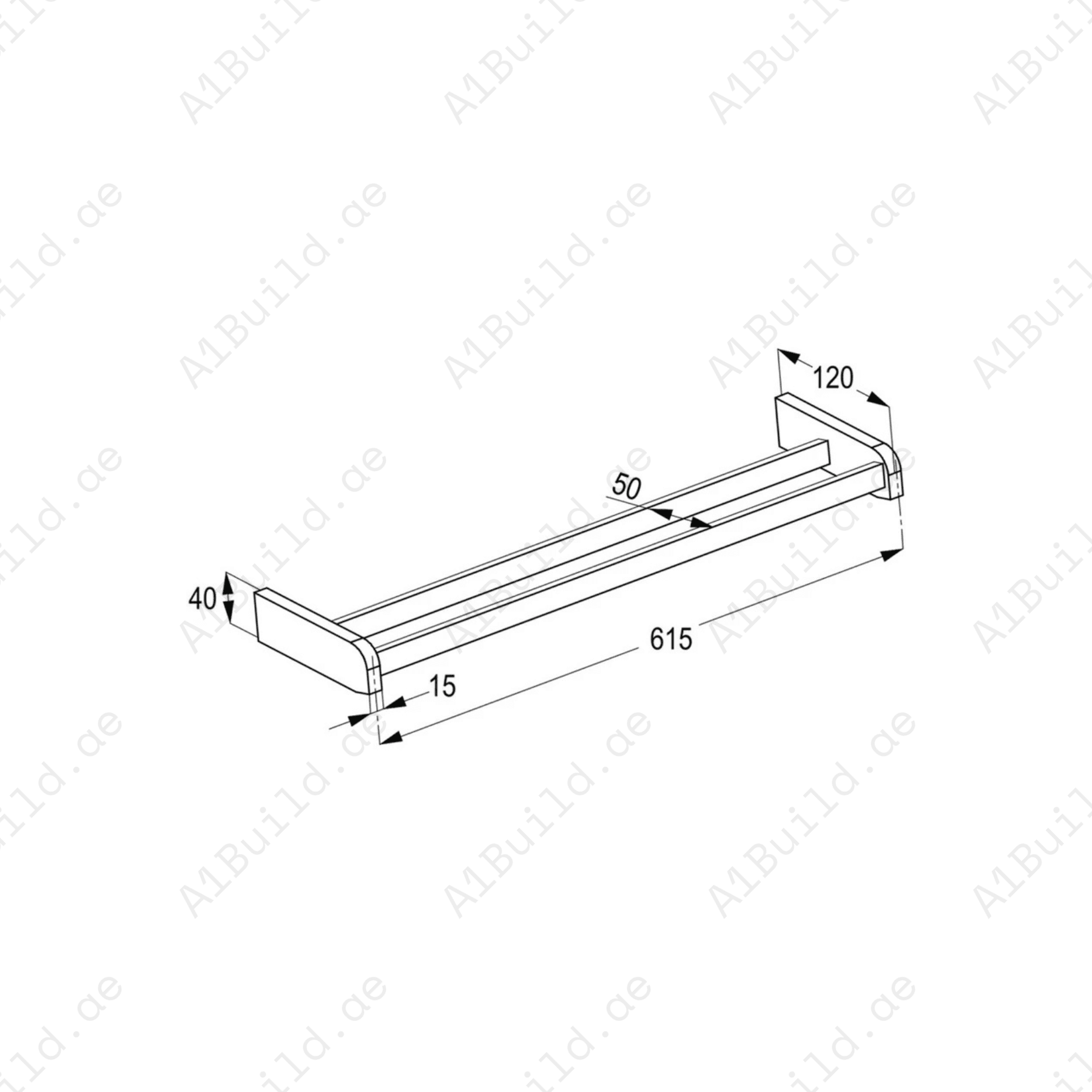 PROFILE STAR Double Towel Bar in Chrome | Wall Fastening with Screws