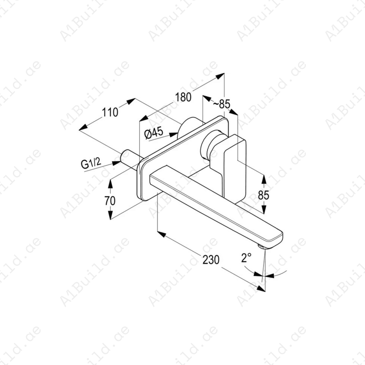 PROFILE STAR Concealed 2-Hole Single Lever Basin Mixer Trim Set - Chrome