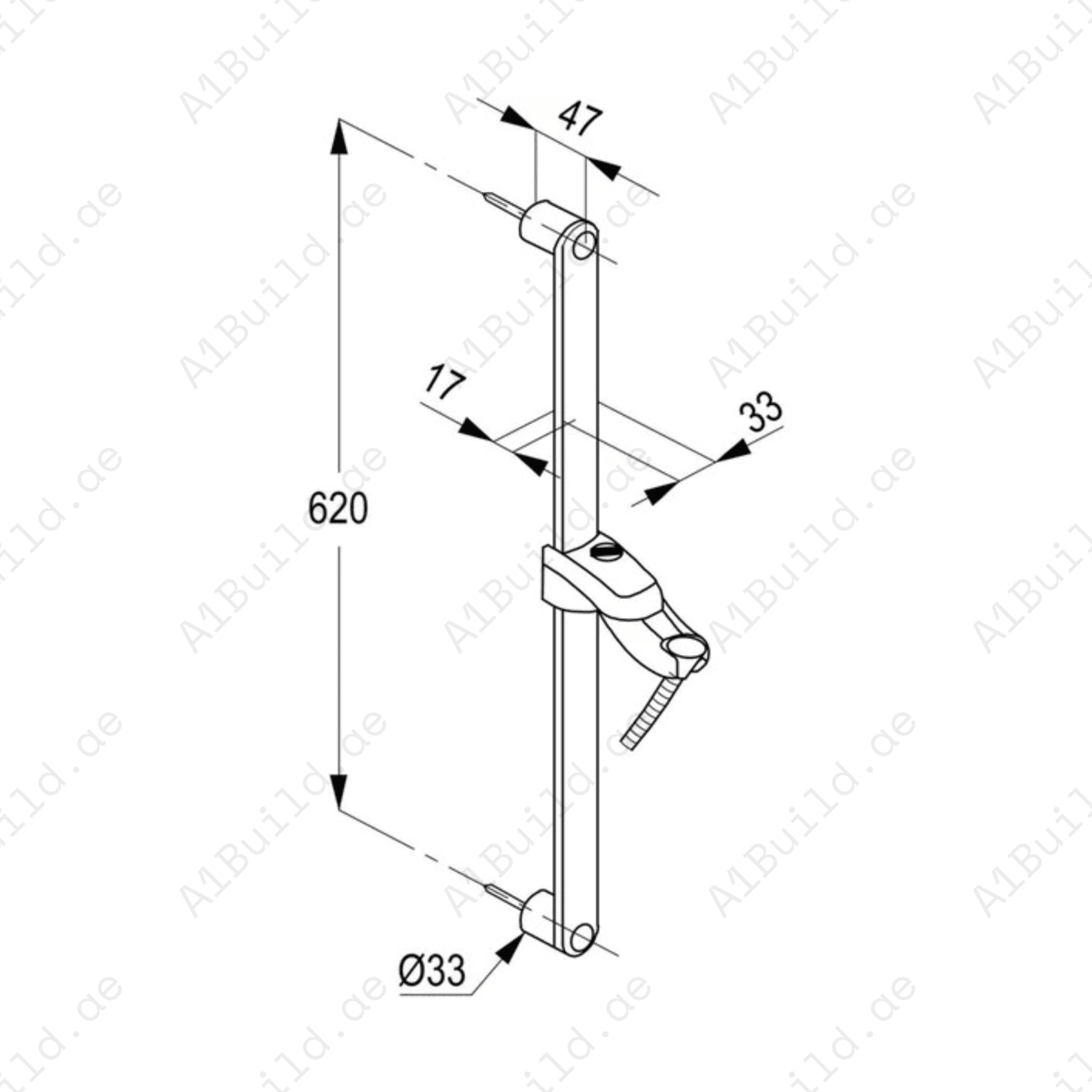 PROFILEWallRailwithAdjustableShowerHolderandSilverHose_3