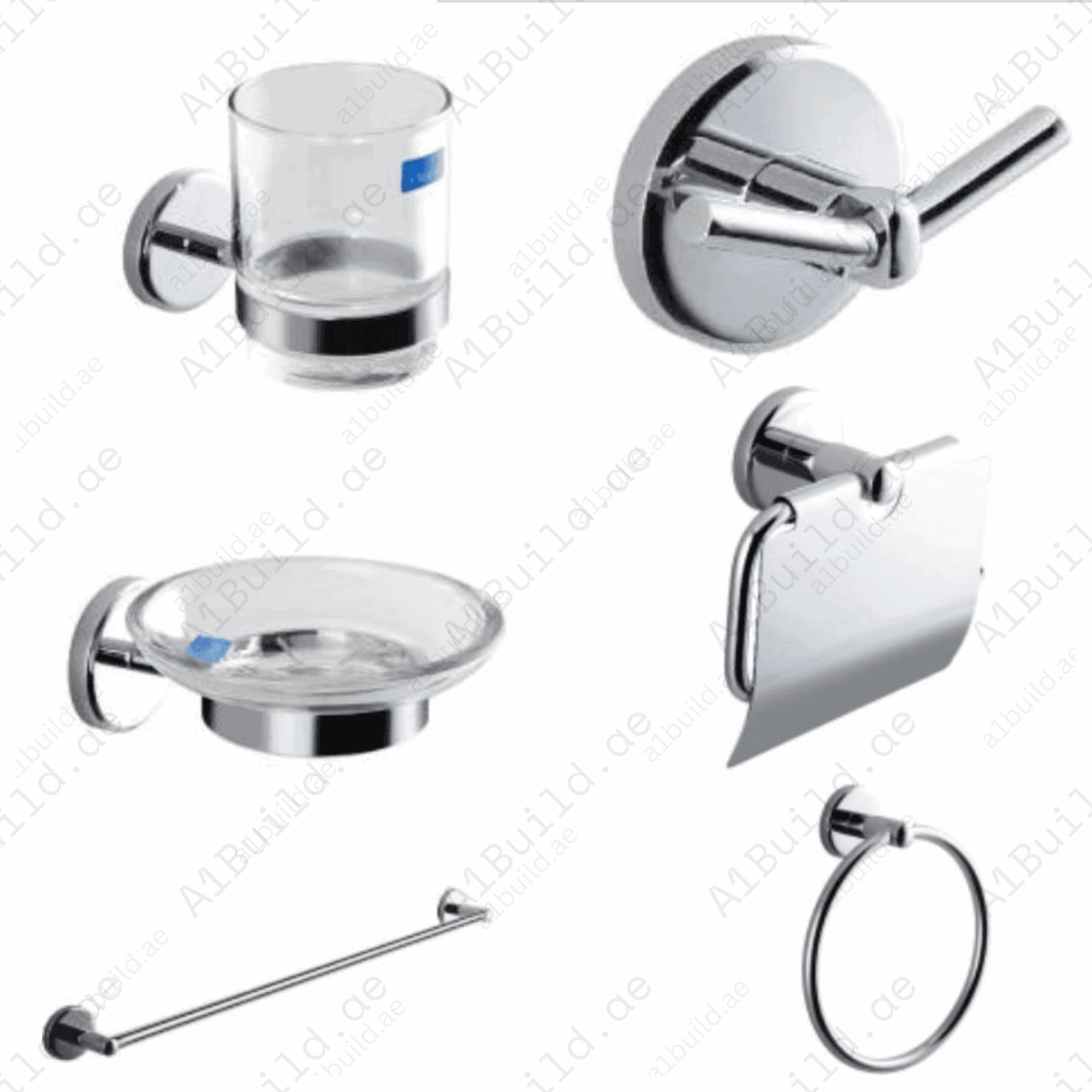 PROJECT Bathroom Accessories Set (6 Pcs) – Chrome Finish for Modern Bathrooms