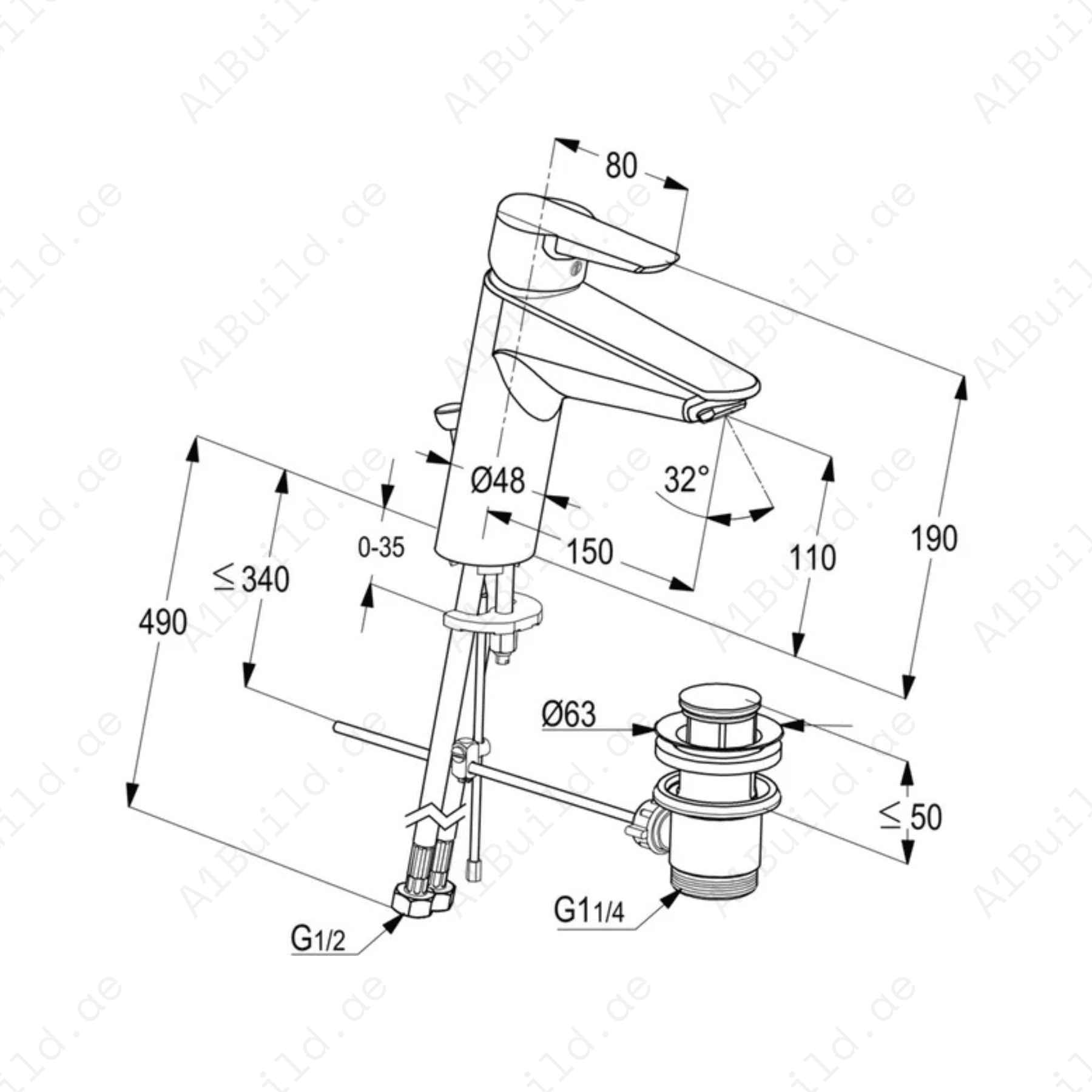 PROJECT Single Lever XL Basin Mixer – Chrome Finish with Pop-Up Waste
