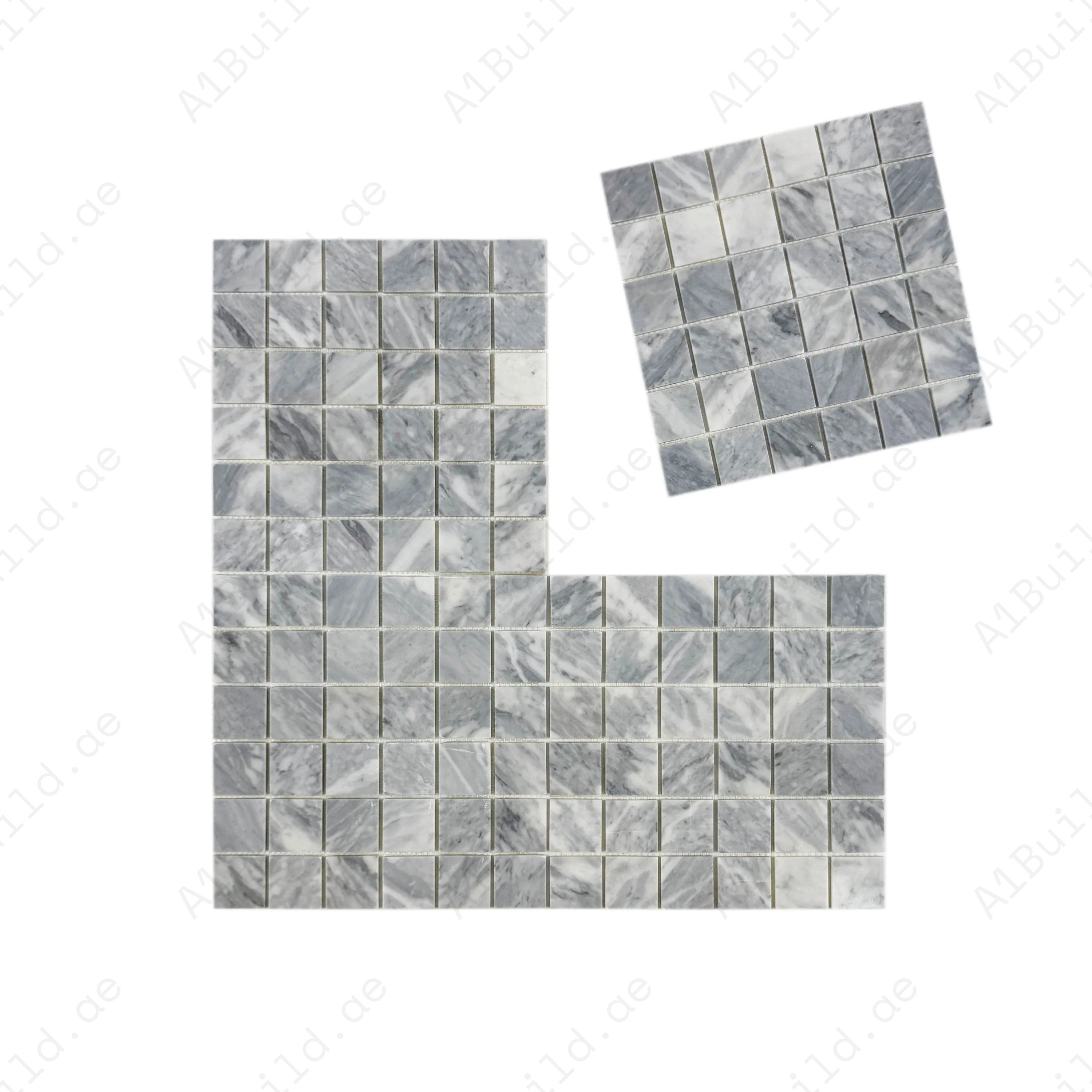 Palace Royale Bardiglio polished marble mosaic offers timeless elegance for luxury interiors, perfect for walls, backsplashes, and decorative accents.